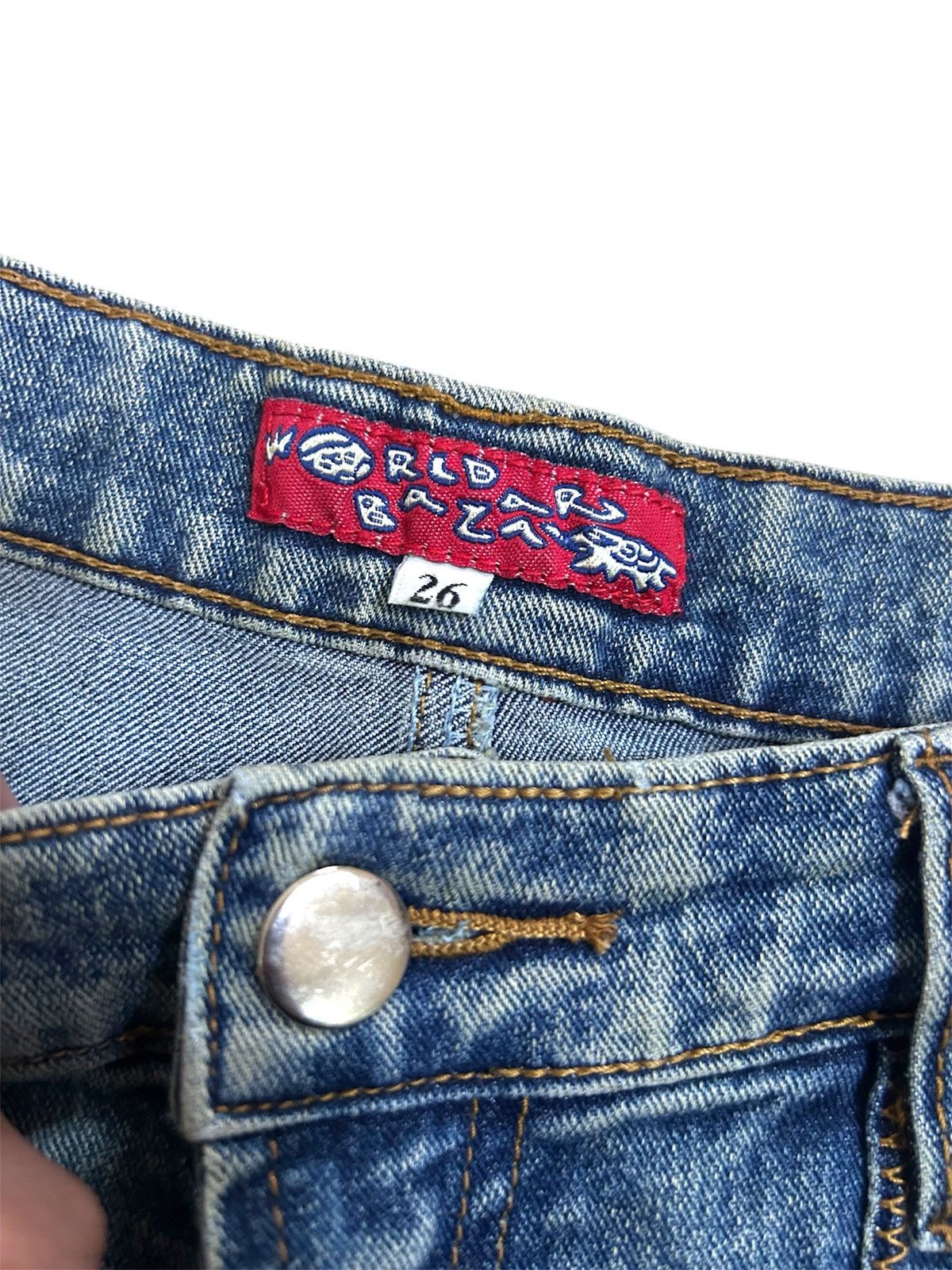 Japanese Brand × Vintage Vintage Japanese WORLD BAZAAR Patchwork Design Flare Jeans Size US 30 / EU 46 - 8 Thumbnail