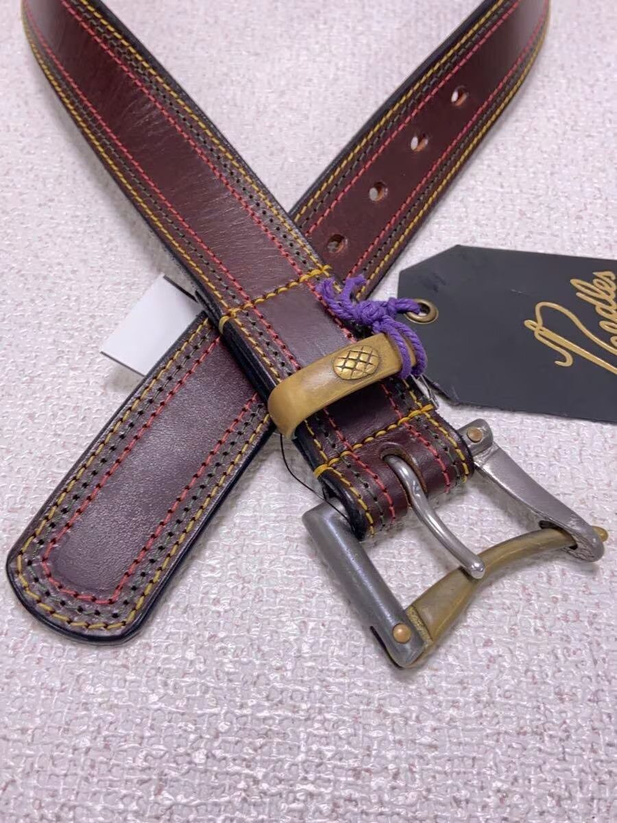 Needles Contrast Stitch Quick Release Buckle Leather Belt Size ONE SIZE - 2 Thumbnail
