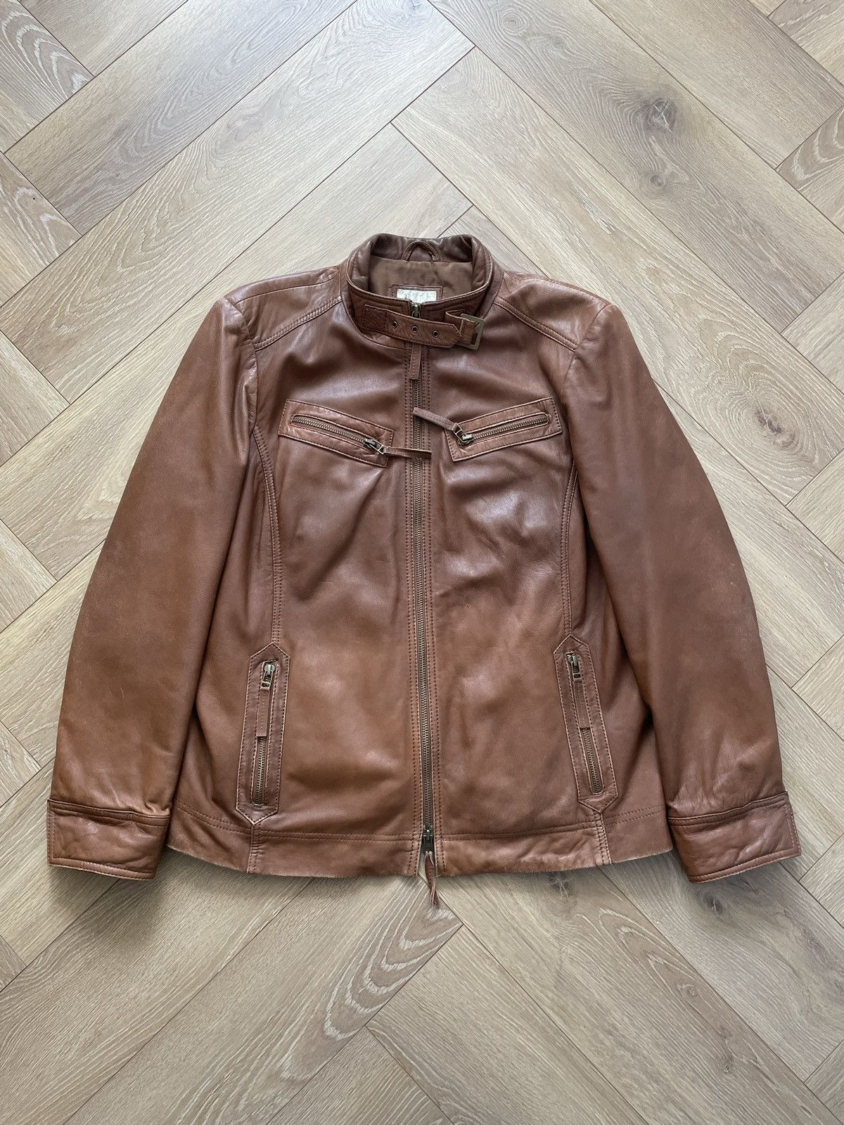 Vintage Brown Retro 90s Genuine Real Leater Bomber Punk Rock Metal Size US M / EU 48-50 / 2 - 1 Thumbnail