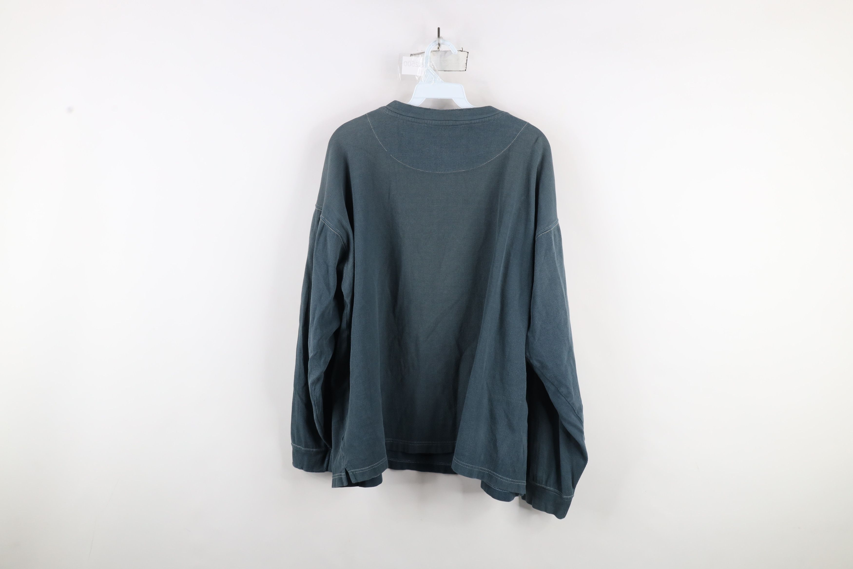 Vintage Vintage 90s Streetwear Ribbed Knit Boxy Fit Henley T-Shirt Size US L / EU 52-54 / 3 - 13 Thumbnail