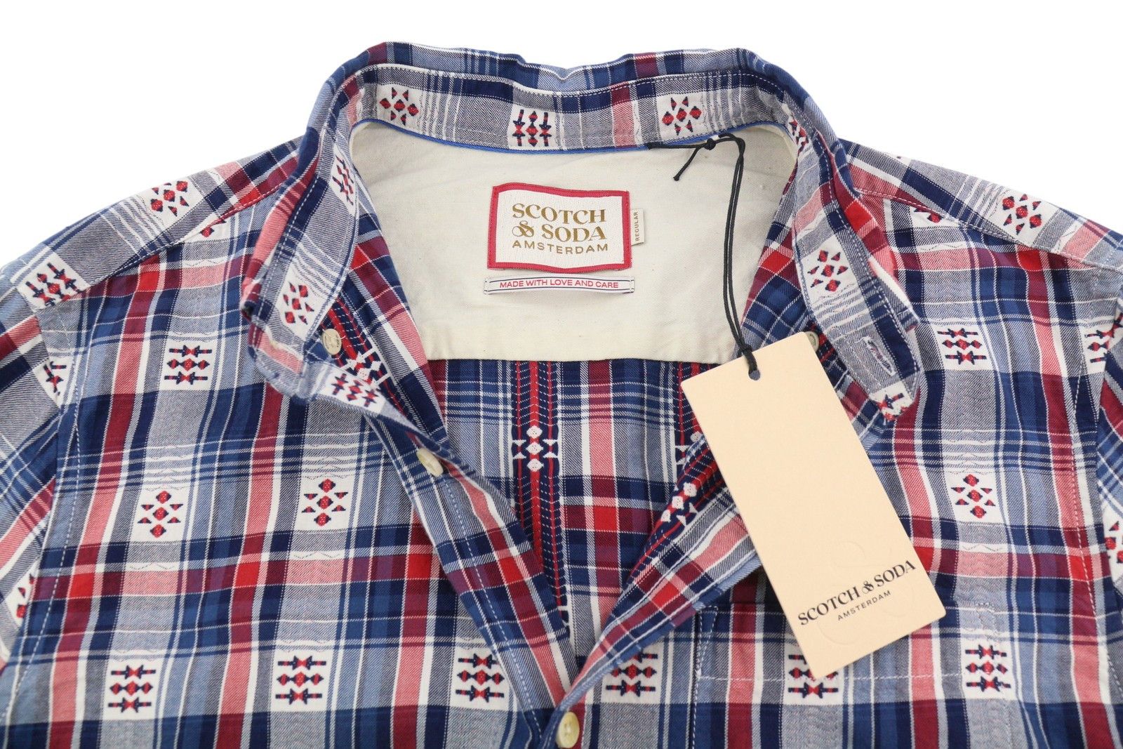 Scotch & Soda M Blue Red Check Button-Down Shirt 88516 Size US M / EU 48-50 / 2 - 4 Thumbnail