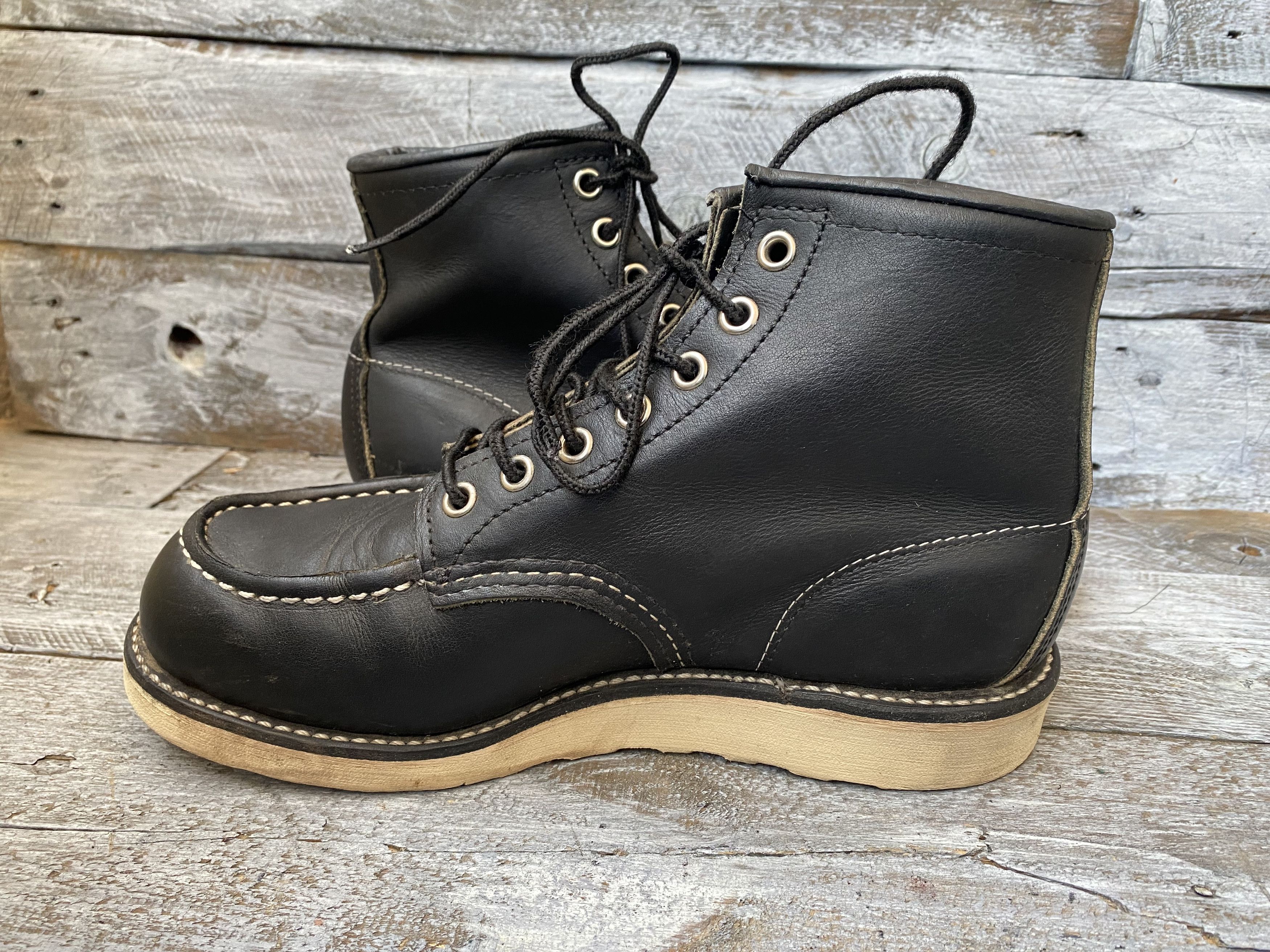 Red Wing Redwing moc-toe black leather boots sz 37.5 Size US 5.5 / EU 38 - 10 Thumbnail