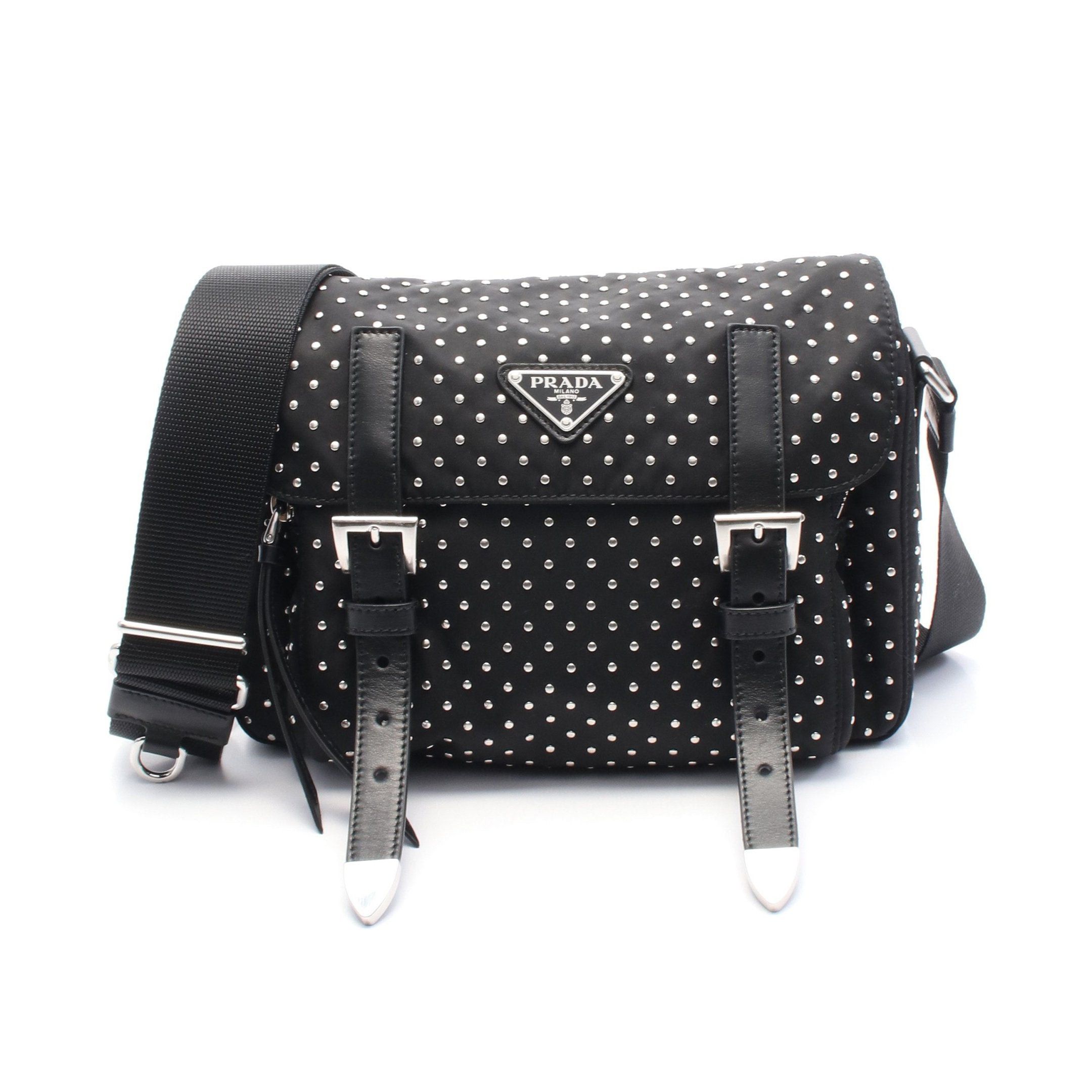 Prada Prada Re-Nylon Shoulder Bag Nylon Leather Black Studs Size ONE SIZE - 1 Thumbnail