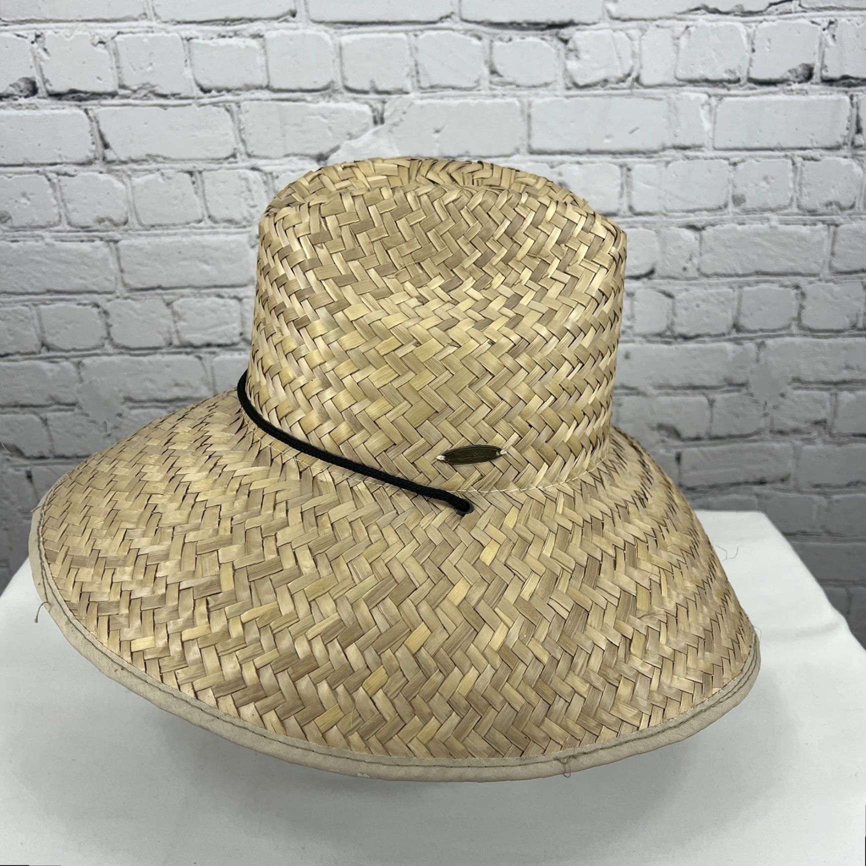 Vintage VINTAGE Original Panama Jack Tan Wide Brim 100% Straw Drawstring Sun Hat One Size O/S Size ONE SIZE - 4 Thumbnail
