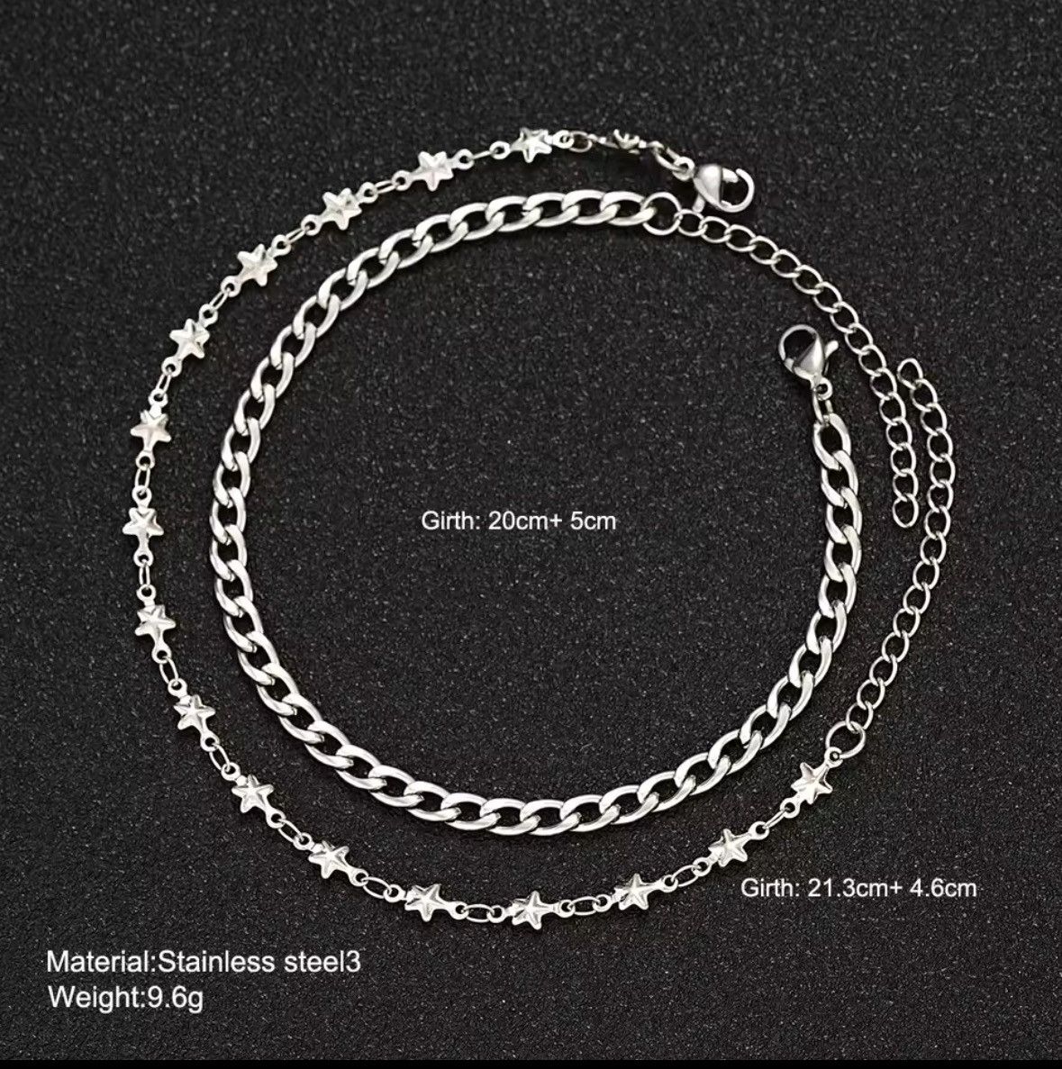 Jewelry Men's Fashion Stainless Steel Double Chain Star Bracelets Size ONE SIZE - 5 Thumbnail