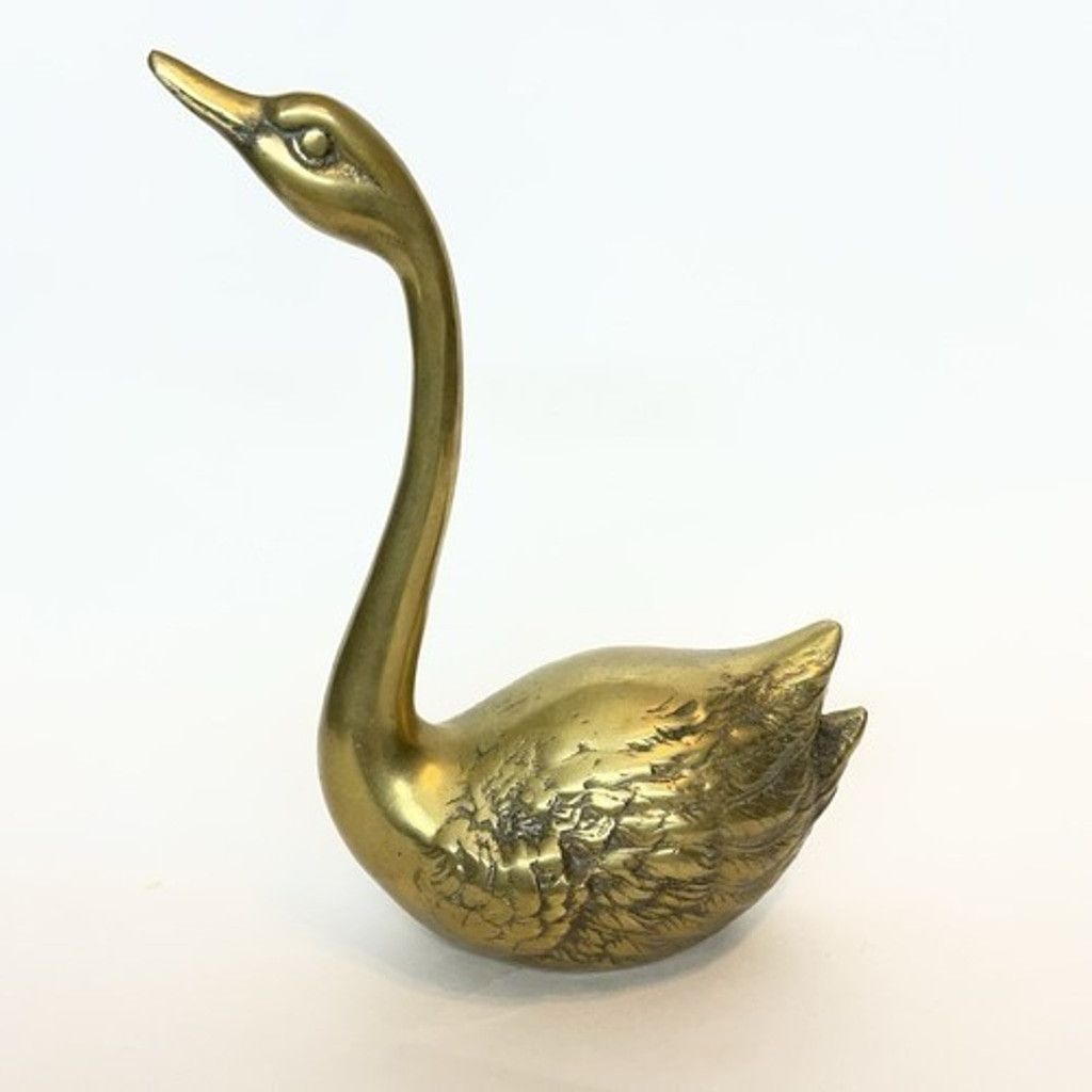 The Unbranded Brand VTG RetroBrass Swan Geese Figurine MCM Mid Century Brid 8" T Size ONE SIZE - 10 Thumbnail