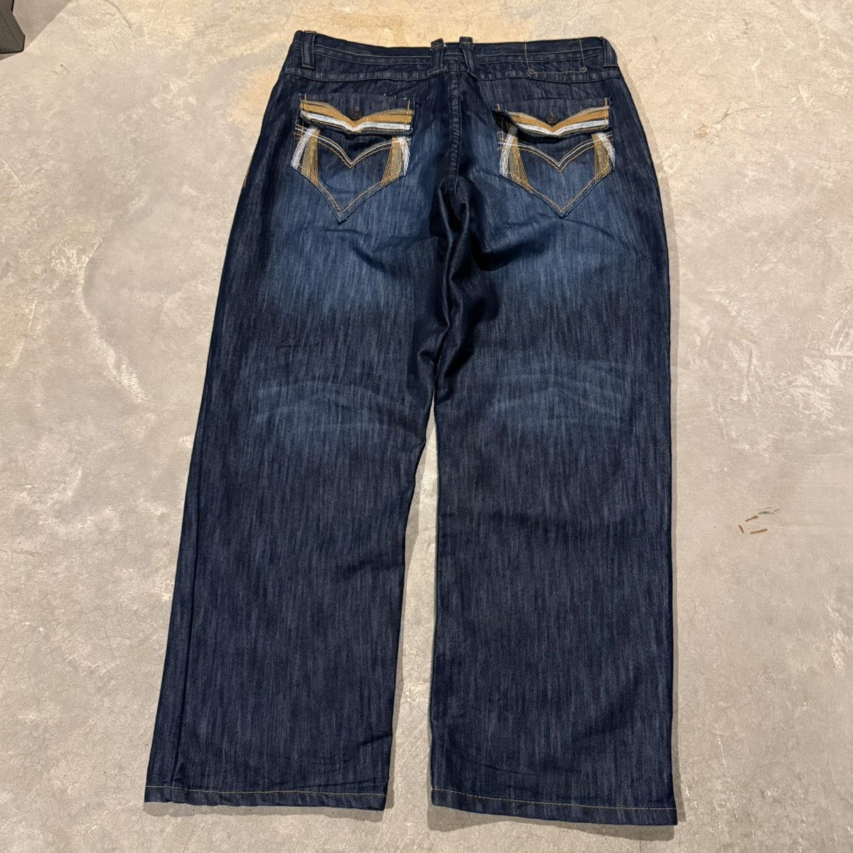 Mecca Vintage 2000s Mecca Faded Embroidered Baggy Jeans Y2K Grunge Size US 41 - 2 Thumbnail