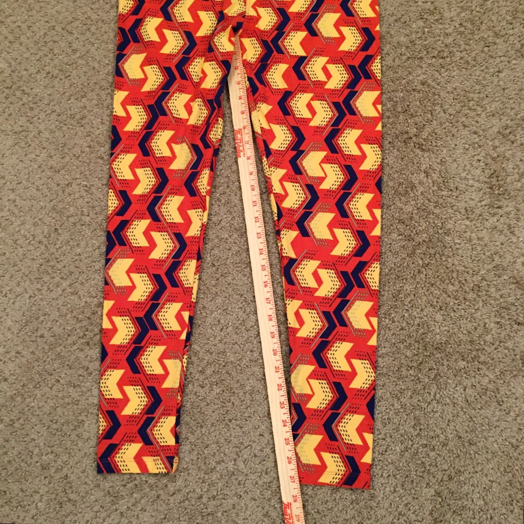 Vintage LuLaRoe Tall & Curvy Leggings Orange Chevron Jogger Elastic Waist Women 32 Inseam 27 High Rise Casual Size 24" / US 00 / IT 34 - 4 Thumbnail