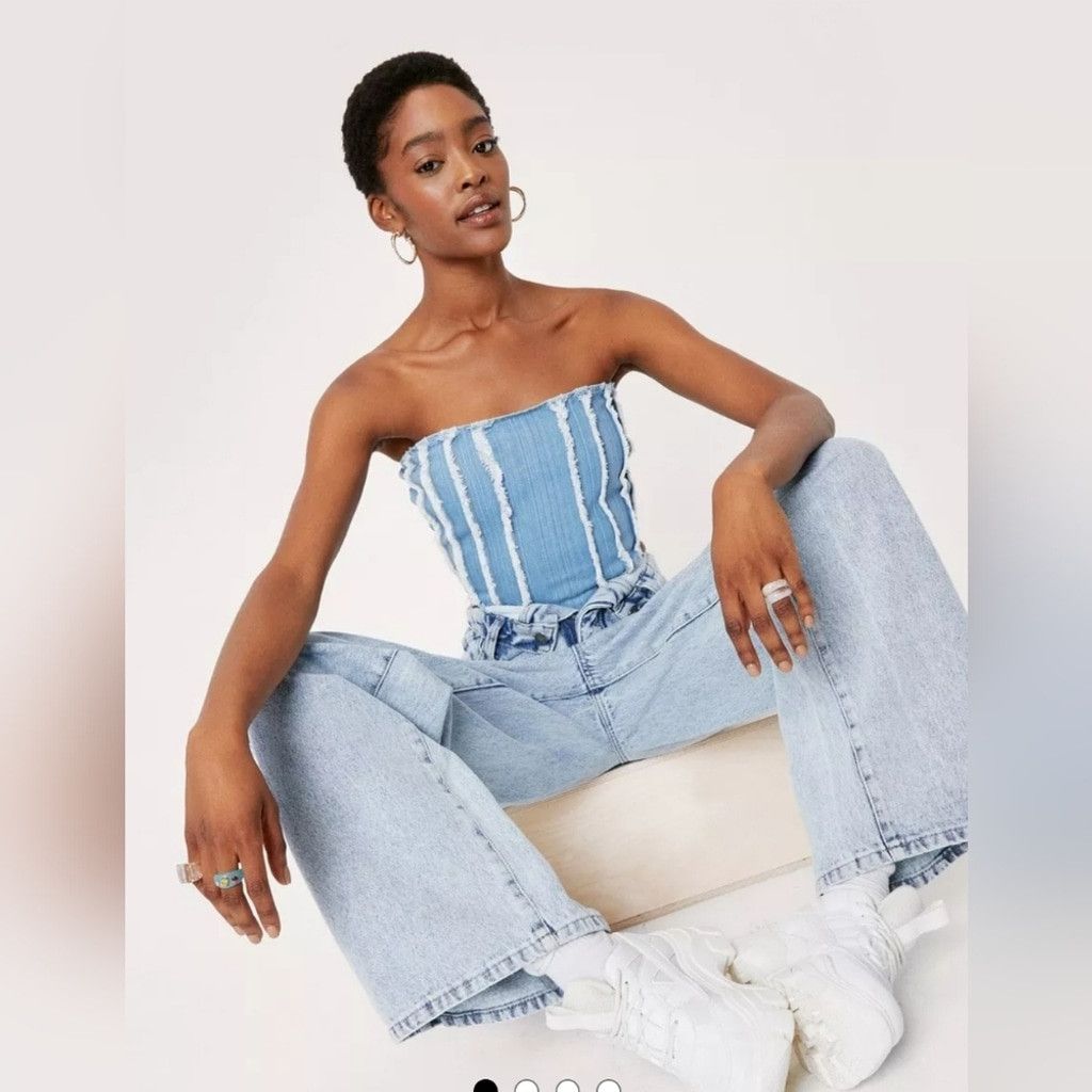 Nasty Gal NWOT Nasty Gal Denim Bandana Bandeau Seam Corset Top Size L / US 10 / IT 46 - 2 Thumbnail