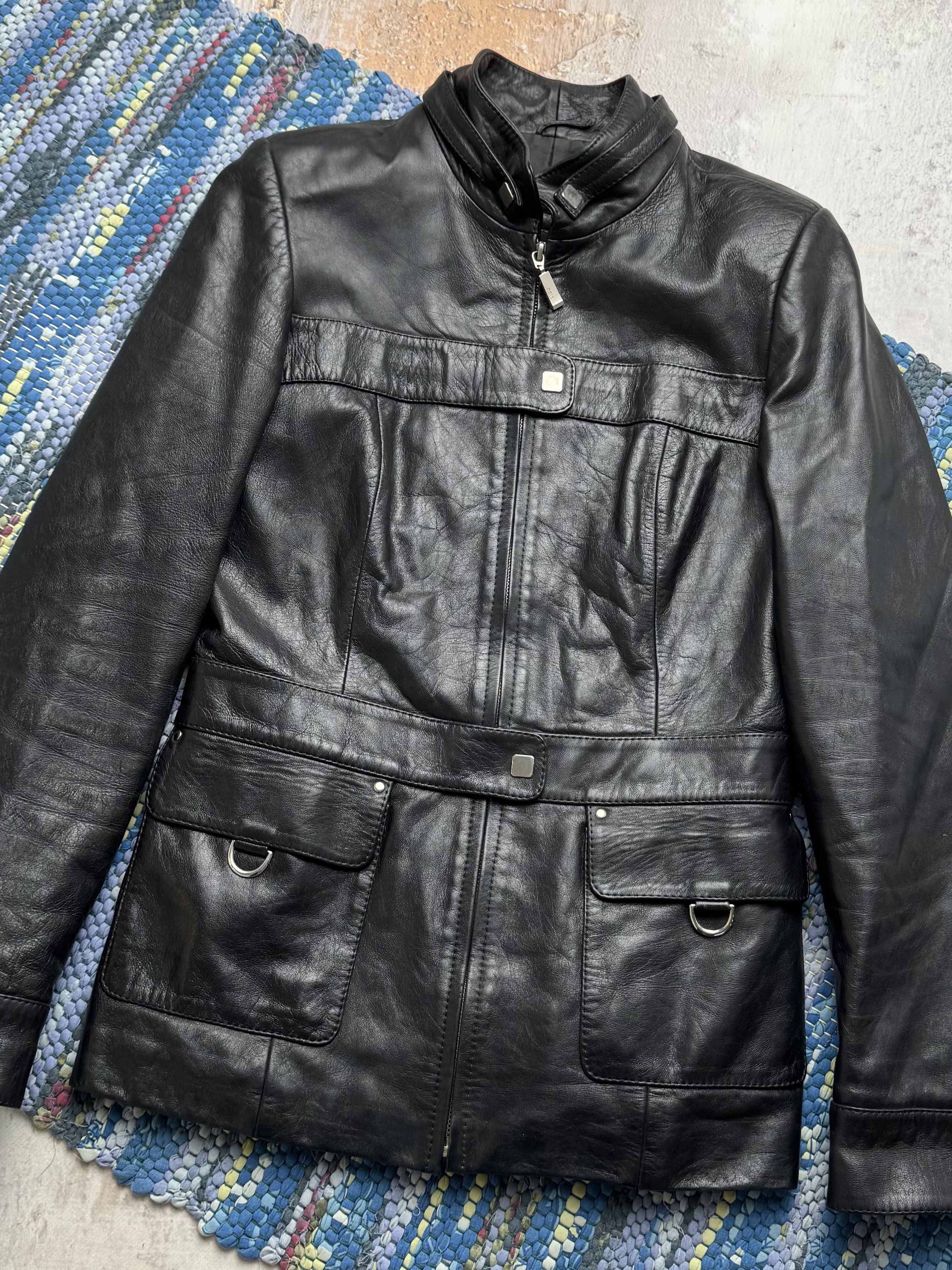 Vintage Vintage Real Leather Moto Jacket Zip Up Utility Biker Coat Size S / US 4 / IT 40 - 2 Thumbnail