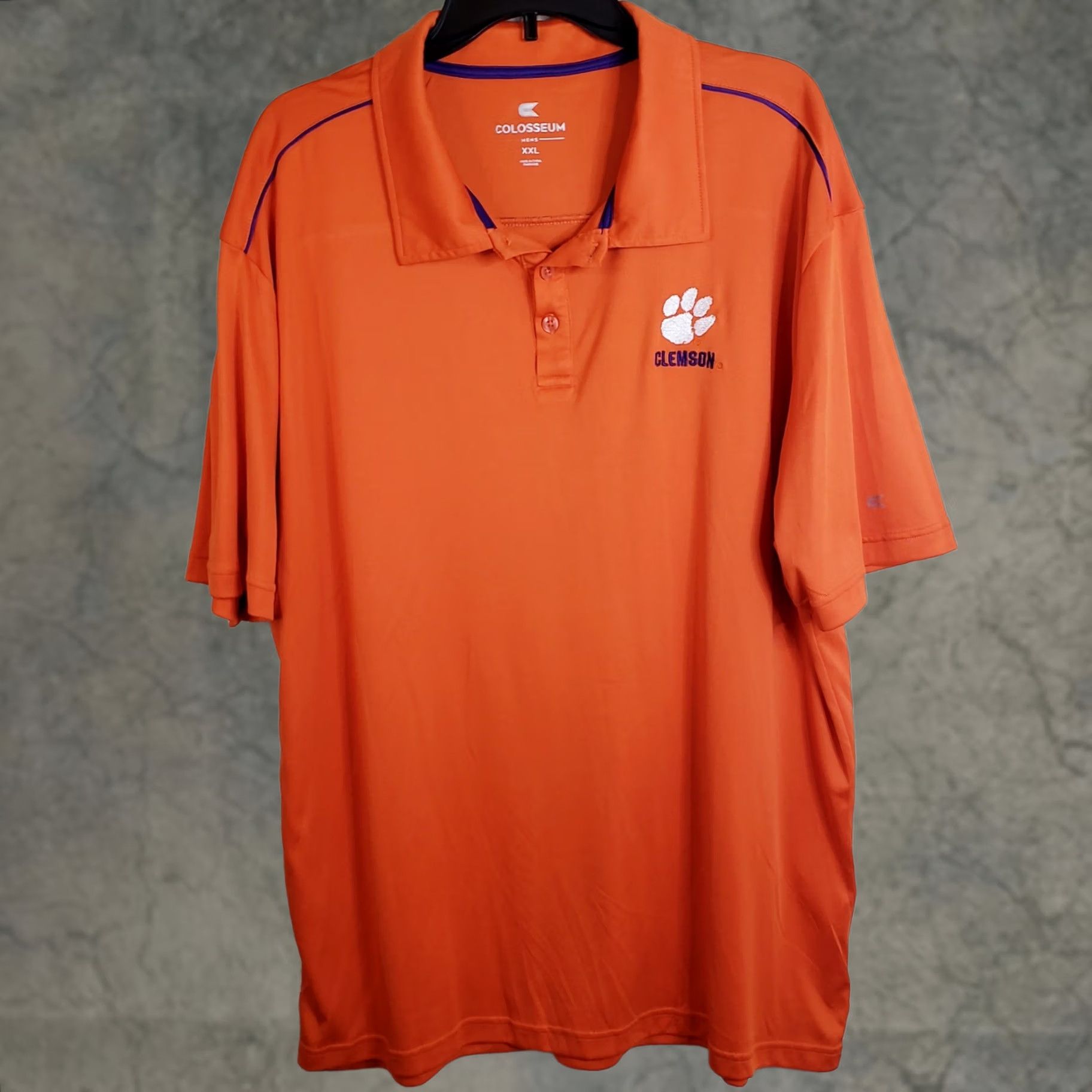 Vintage VINTAGE Colosseum Clemson Tigers Striped Polo Shirt Orange Purple Paw Golf XXL Size US XXL / EU 58 / 5 - 1 Thumbnail