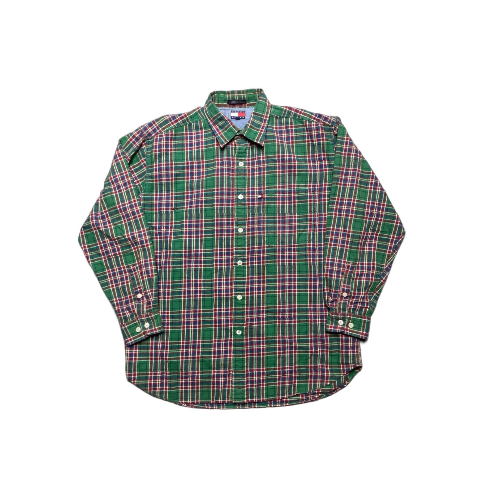 Tommy Hilfiger VINTAGE Tommy Hilfiger Flannel Shirt Cotton Heavyweight Plaid Men’s Large Size US L / EU 52-54 / 3 - 1 Thumbnail