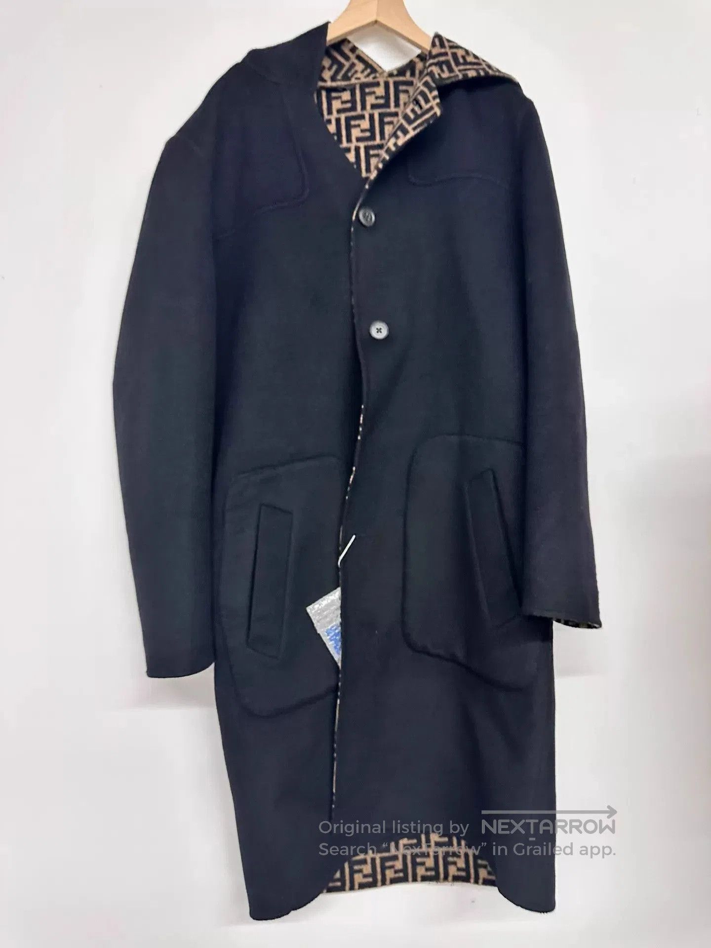 Fendi Brown Patterned Long Hooded Coat. Size US S / EU 44-46 / 1 - 3 Thumbnail