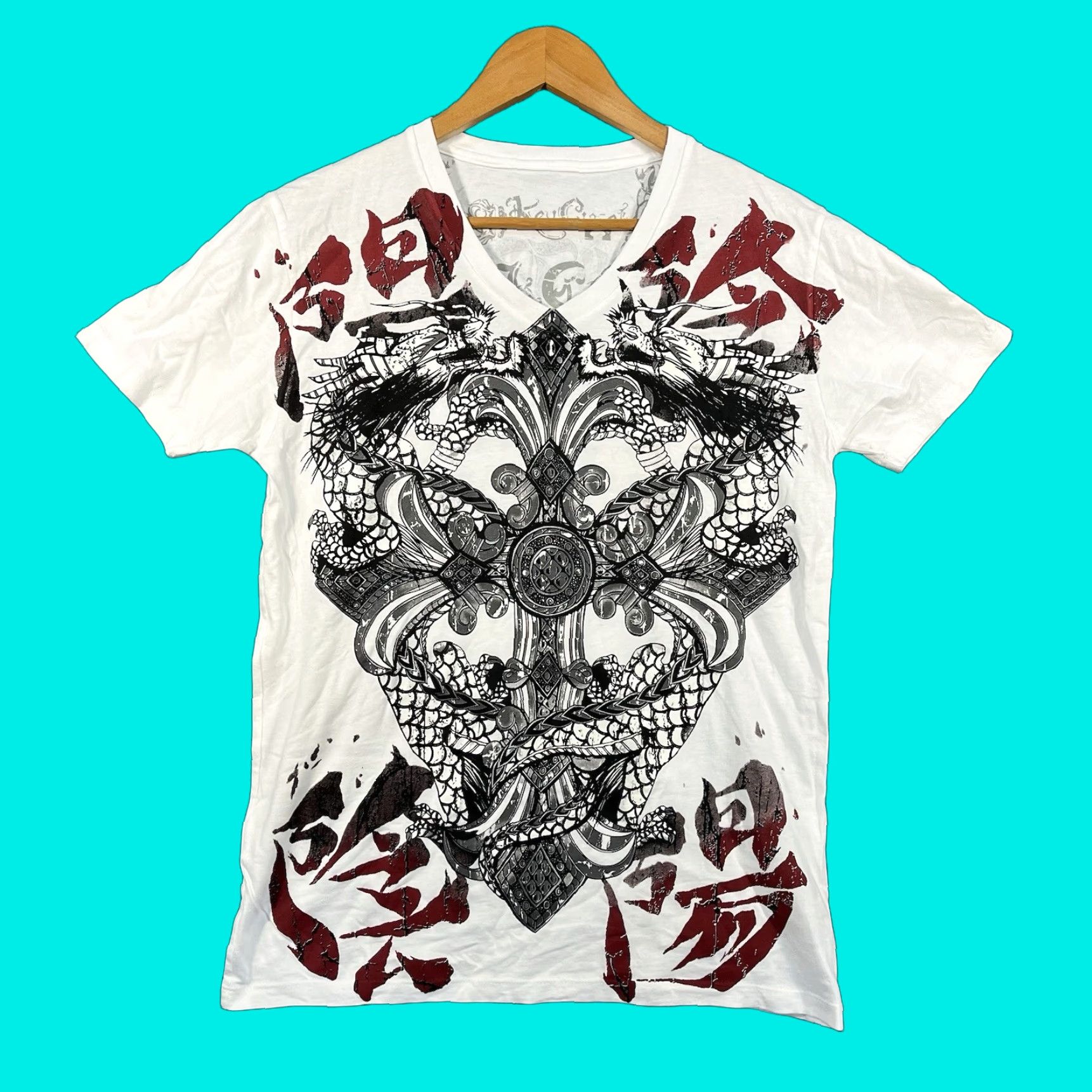 Vintage Key Closet Shirt Mens M White Cross T-Shirt Y2K Grunge Art Vintage Dragon Size US M / EU 48-50 / 2 - 1 Thumbnail