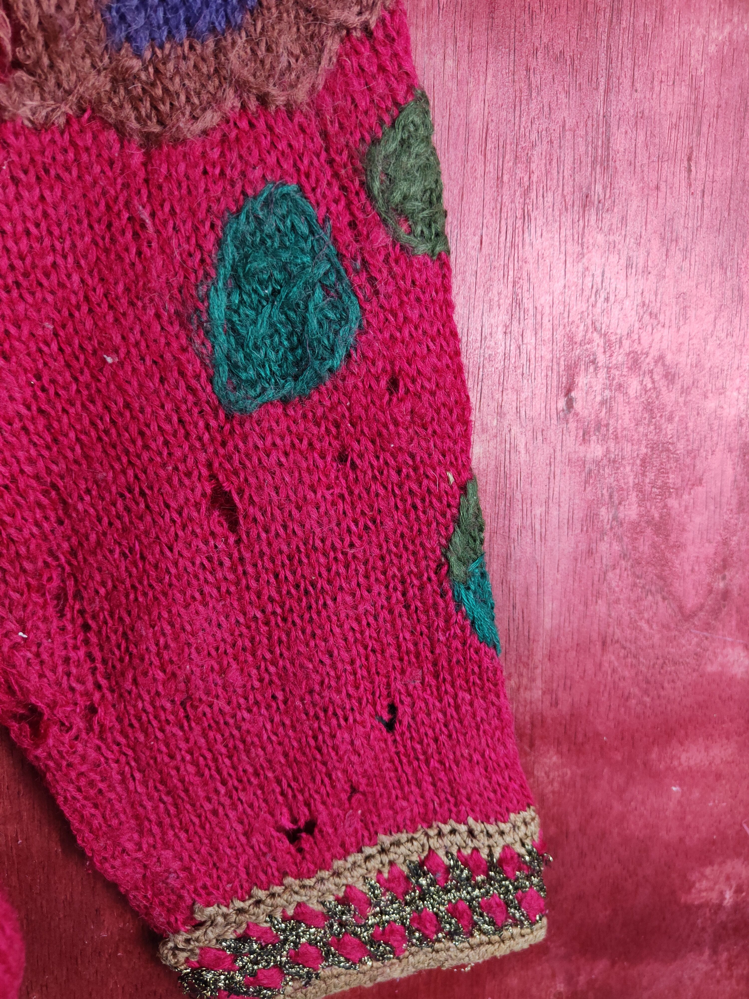 Japanese Brand Arabian Camel Red distressed ripped Knitwear Cardigan #S2403 Size L / US 10 / IT 46 - 11 Thumbnail