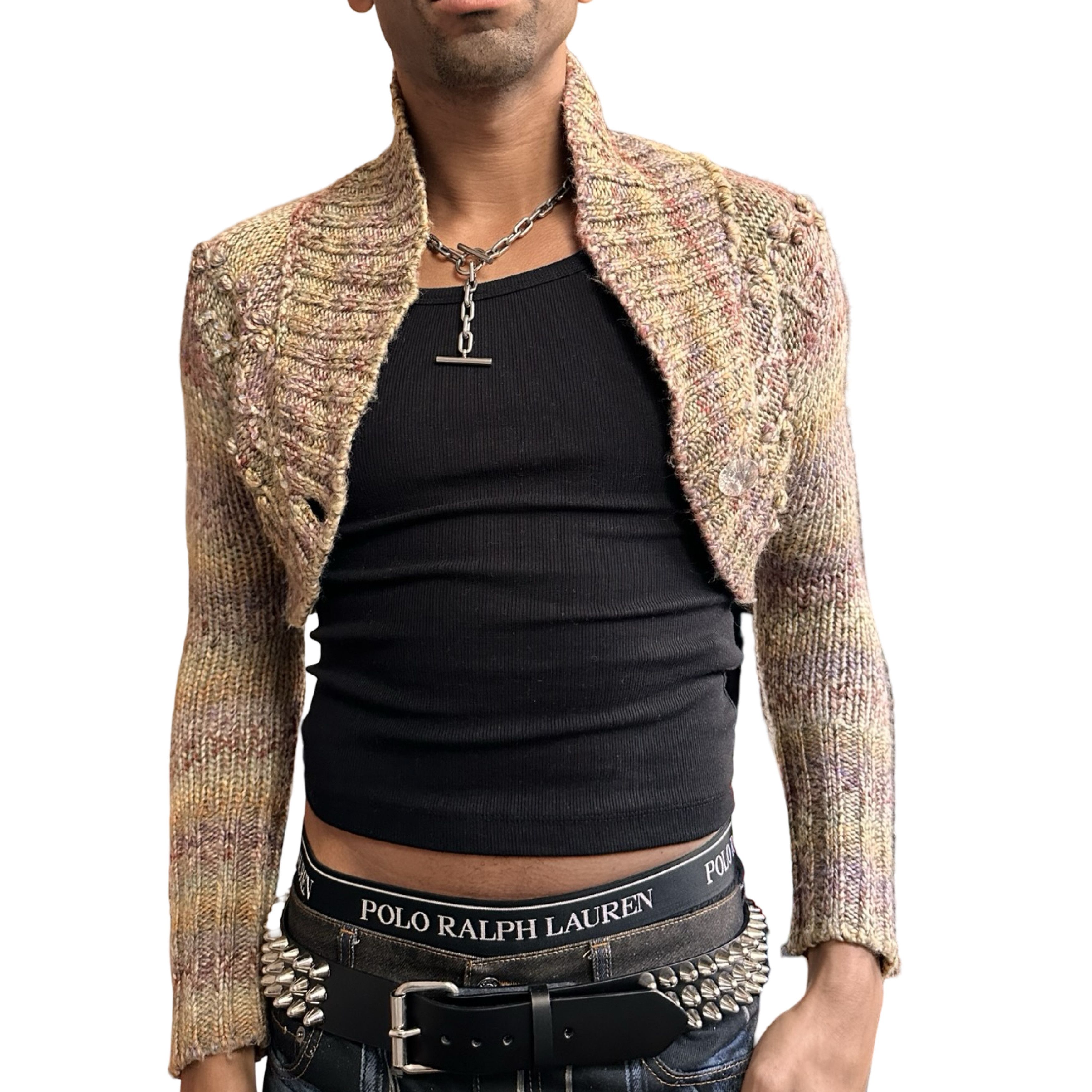 DKNY Vintage Tan Speckle Cable Knit Shrug Sequin Sweater - Medium Size M / US 6-8 / IT 42-44 - 9 Thumbnail
