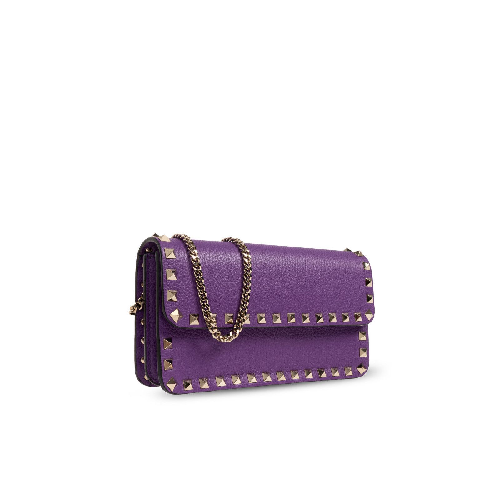 Valentino VALENTINO GARAVANI Rockstud Purple Chain Wallet Bag New & Au Size ONE SIZE - 3 Thumbnail