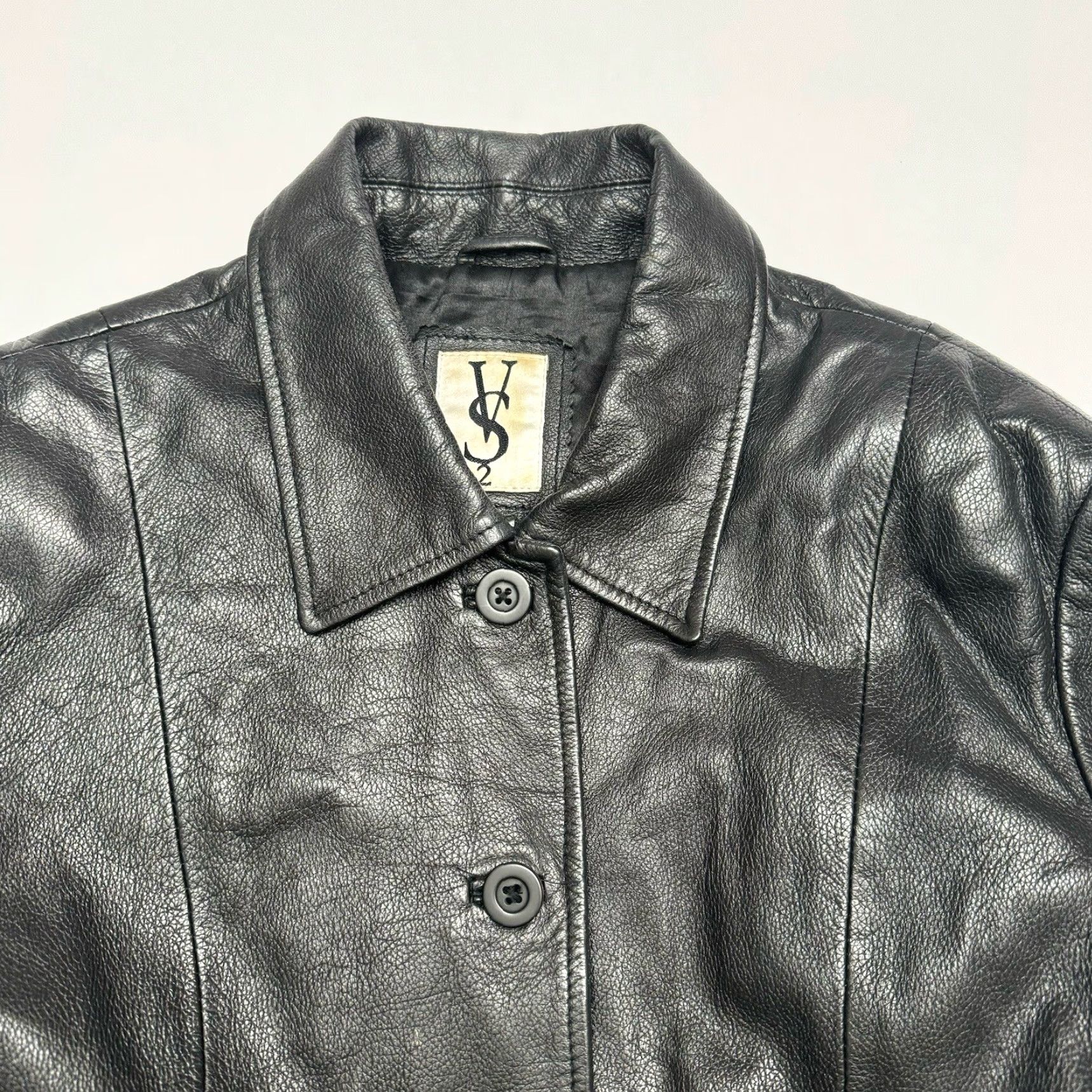 Victoria's Secret VINTAGE Y2K VS2 Victoria's Secret Leather Jacket Women Large Black Collared Button Long Sleeve Jacket Size L / US 10 / IT 46 - 4 Thumbnail