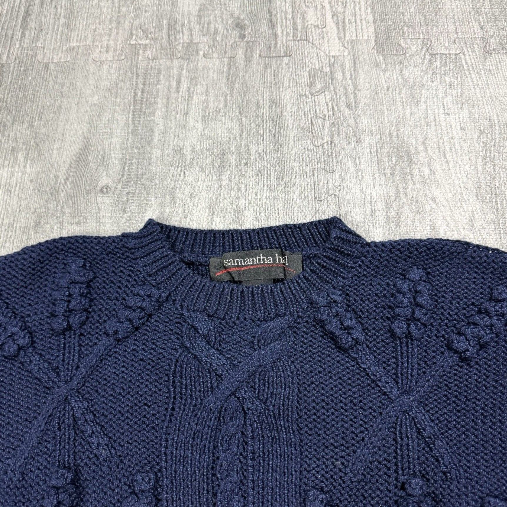 Vintage VINTAGE Samantha Hall Y2K Cable-Knit Sweater Women’s Small Navy Blue Casual Fall Winter Size S / US 4 / IT 40 - 2 Thumbnail