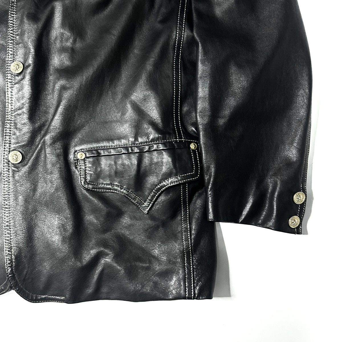 Versace 90s made in ITALY VERSUS VERSACE leather western jacket Size US L / EU 52-54 / 3 - 4 Thumbnail