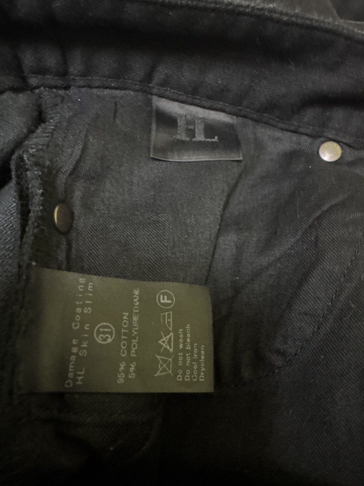 Vintage RARE ARCHIVE HL WAXED DAMAGE COATING SKIN SLIM DENIM Size US 31 - 18 Thumbnail