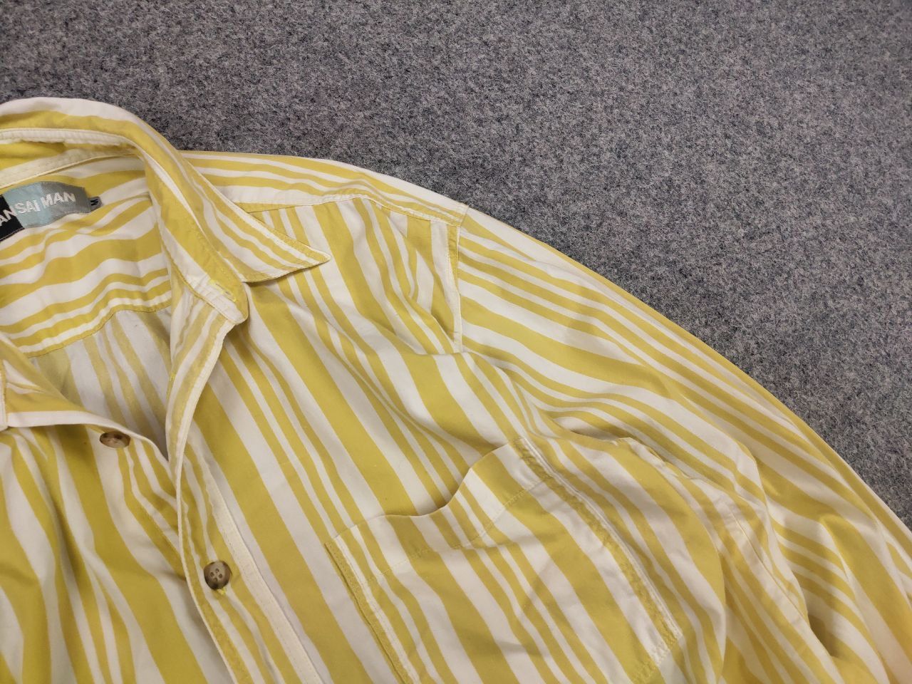 Kansai Yamamoto Vintage 90's Kansai Yamamoto Man Striped Yellow Casual shirt Size US M / EU 48-50 / 2 - 7 Thumbnail