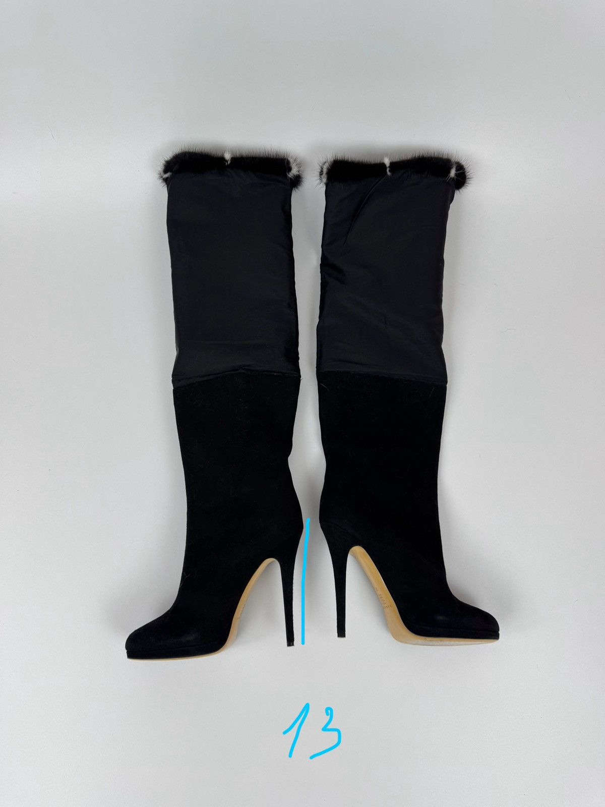 Casedei CASADEI Grey Fur Mid Calf Boots Stiletto Heels Avant Garde Size US 10 / IT 40 - 14 Thumbnail