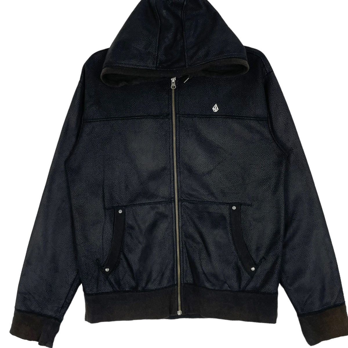 Volcom Vintage Volcom Faux Leather Jacket Hoodie Embroidered Logo Size US M / EU 48-50 / 2 - 1 Thumbnail