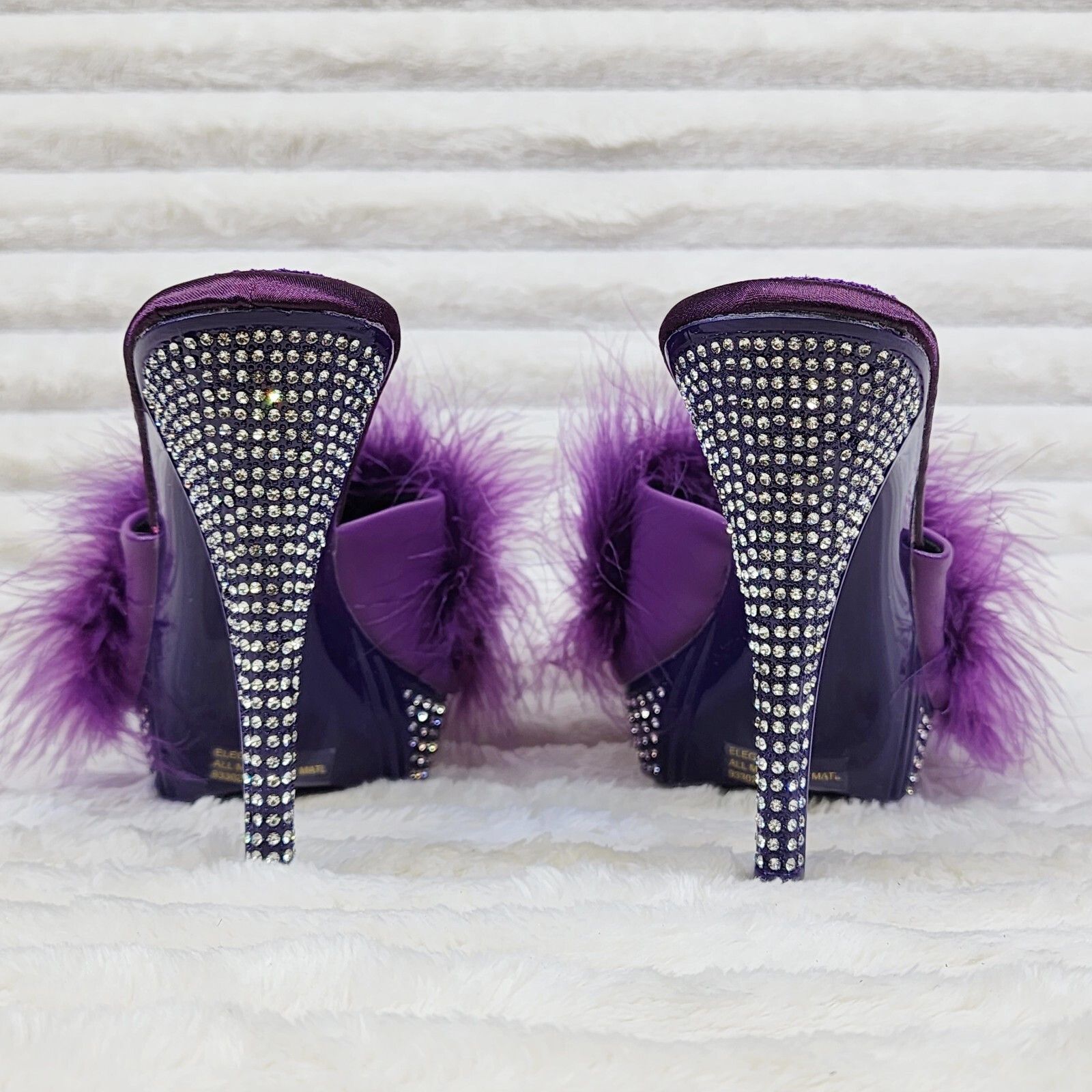 Other Elegance Marabou Feather Slip On Platform Sandals 5" Stilett Size US 8 / IT 38 - 3 Thumbnail