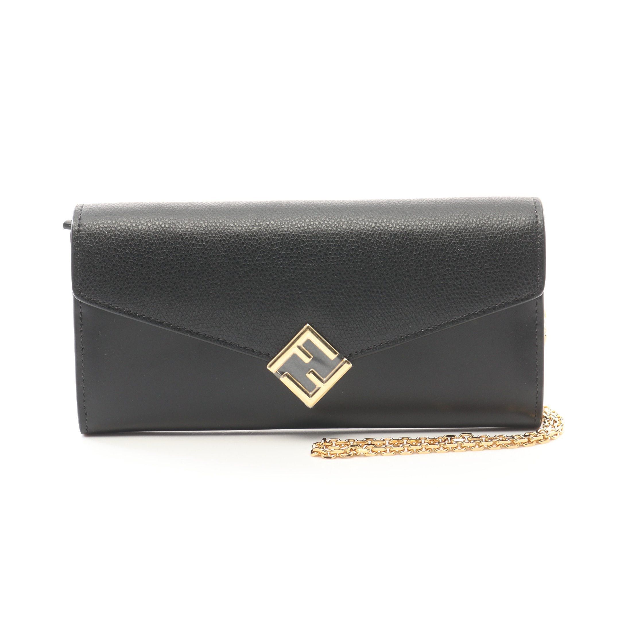 Fendi Fendi Ff Diamond Chain Wallet Leather Black Size ONE SIZE - 1 Thumbnail
