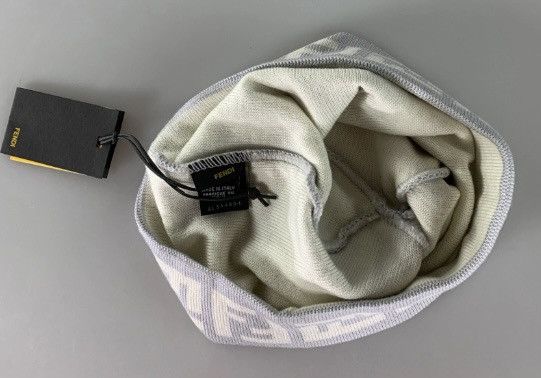 Fendi Fendi 🇮🇹 Pearl Grey Wool FF brim ribb knit Beanie unisex NEW Size ONE SIZE - 8 Thumbnail