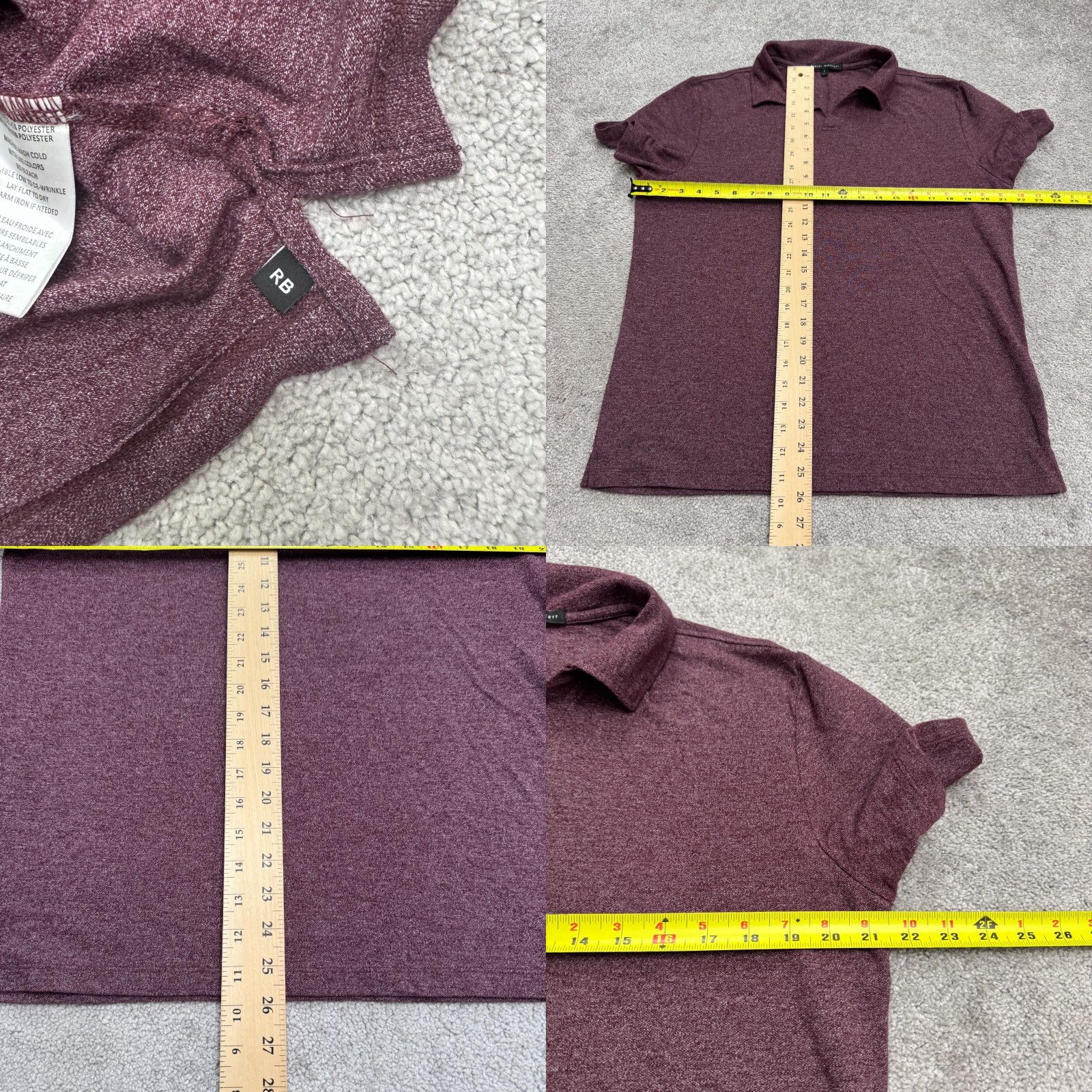 Vintage Robert Barakett Polo Shirt Mens Large Heathered Burgundy V-Neck Casual Shirt Short Sleeve Regular Fit Cotton Polyester Polo Size US L / EU 52-54 / 3 - 8 Thumbnail