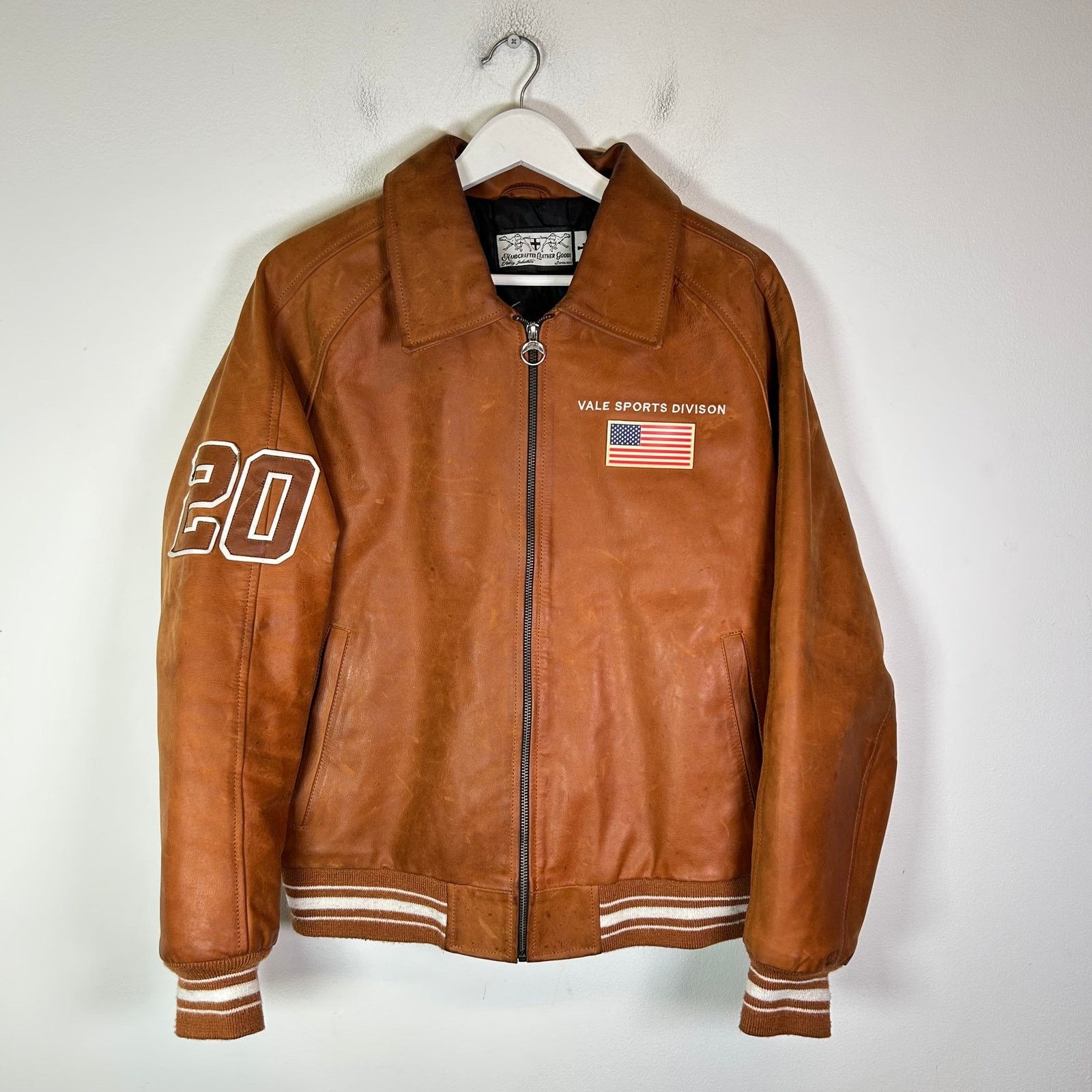 Vale Vale Brown Valley Sports Division Leather Jacket Size US L / EU 52-54 / 3 - 1 Thumbnail