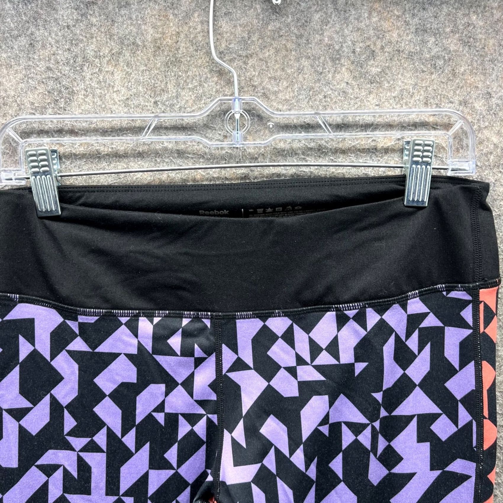 Reebok Reebok Leggings Womens M Purple Black Coral Pattern Stretch Capri Pants CrossFit Compression Activewear Skinny Set Size 32" / US 10 / IT 46 - 6 Thumbnail