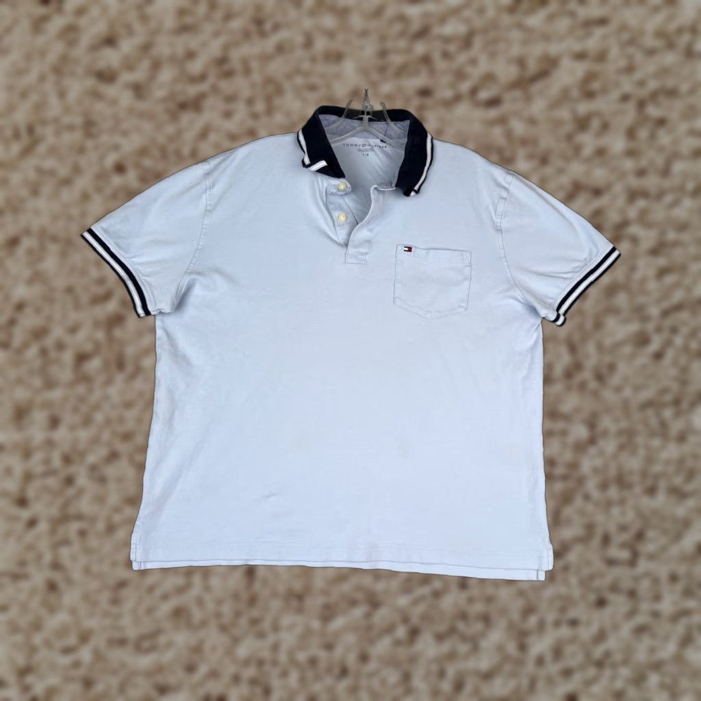 Tommy Hilfiger Tommy Hilfiger Polo Shirt Men Large Blue 100% Cotton Short Sleeve Golf Pocket Shirt Slim Fit Size US L / EU 52-54 / 3 - 1 Thumbnail