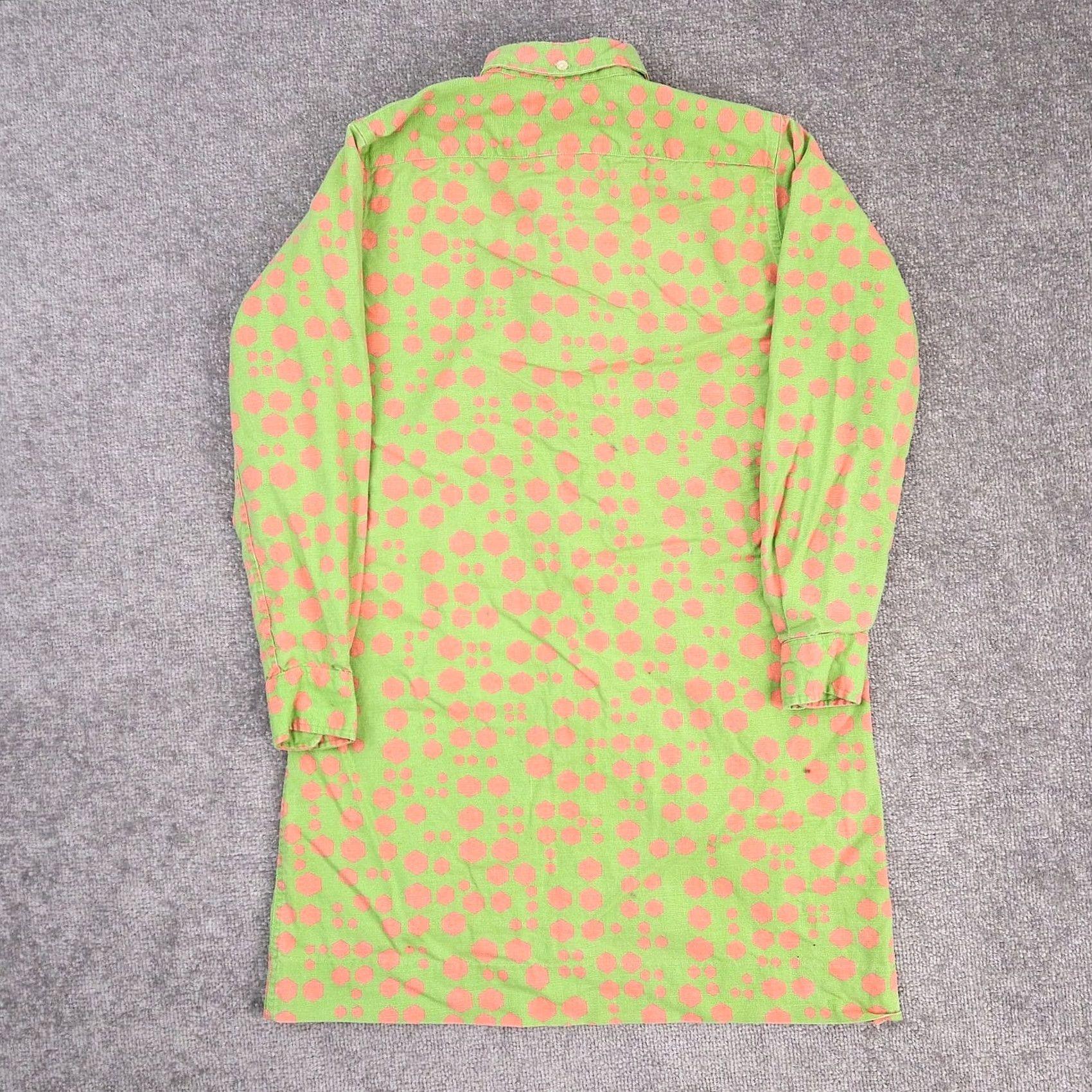 Vintage VTG Morgan of London Dress Women's Small Green Pink Long Sleeve Collared Button Size S / US 4 / IT 40 - 2 Thumbnail