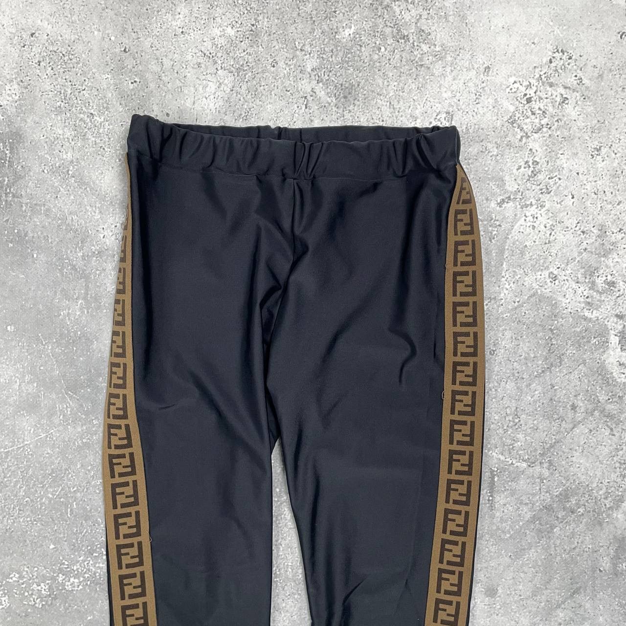 Fendi Fendi Kids Trim Leggings Logo Stripe Black 12+ Adult XS/S Size 26" / US 2 / IT 38 - 3 Thumbnail