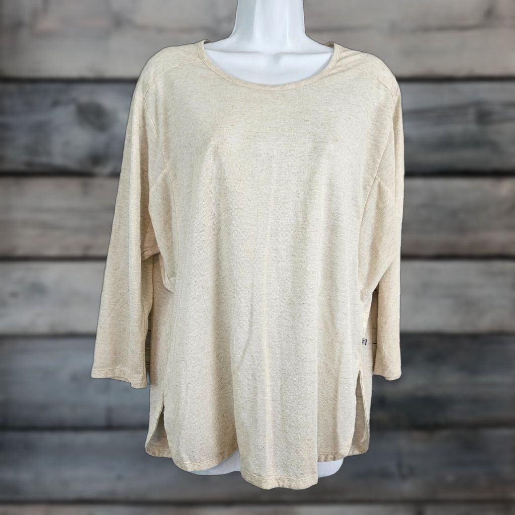 Toad&Co Toad&Co T-Shirt Womens Ember 3/4 Sleeve Medium Beige Linen Blend Polyester Blend Size M / US 6-8 / IT 42-44 - 1 Thumbnail