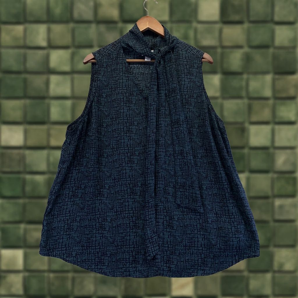 Vintage VINTAGE Ava & Viv Womens Tank Top Chiffon Tie Neck Plus Size 2X Black Blue Green N/A Size XXL / US 16-18 / IT 52-54 - 1 Thumbnail