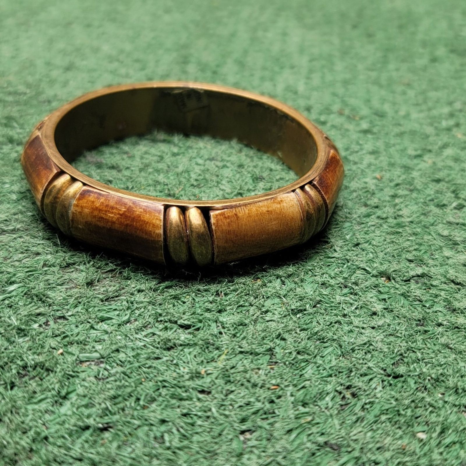 Handmade Vtg Brass Bone Bangle Bracelet Size ONE SIZE - 1 Thumbnail
