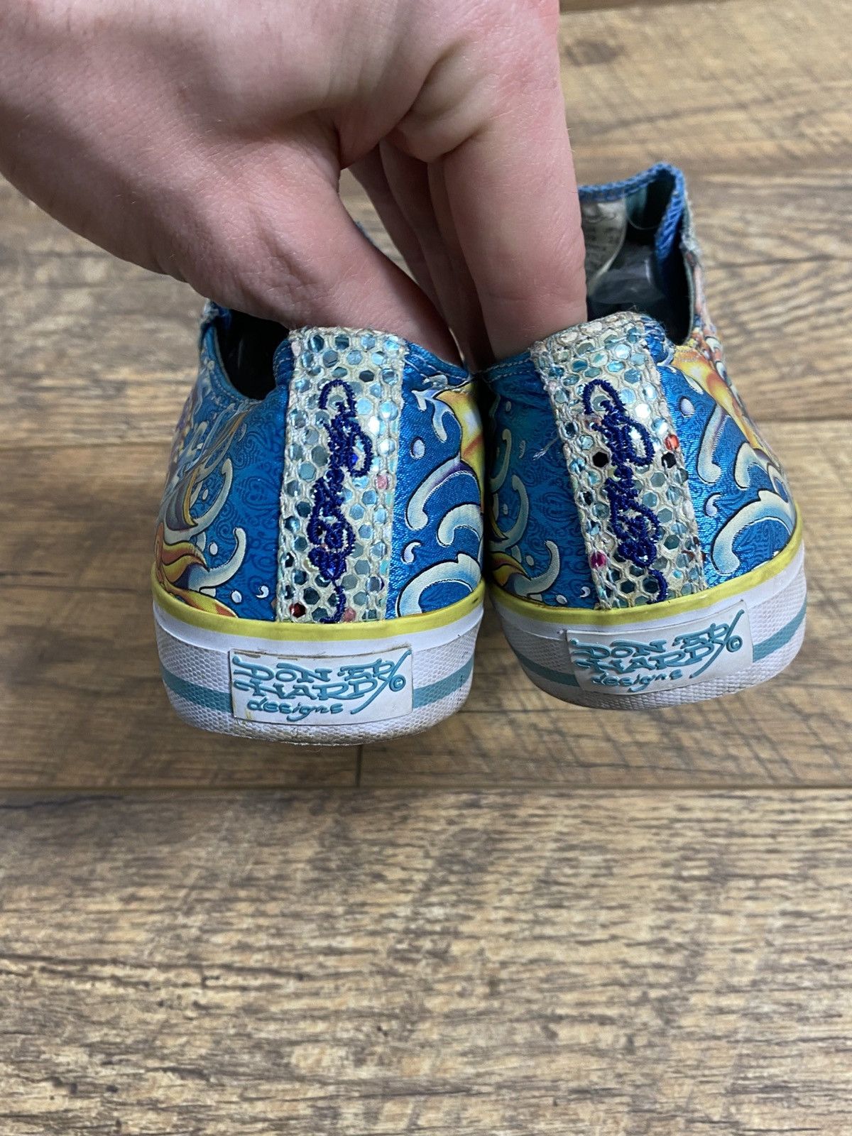 Ed Hardy Ed Hardy Y2K Mermaid Tattoo Print Low Top Sneakers Blue Size US 9 / IT 39 - 4 Thumbnail