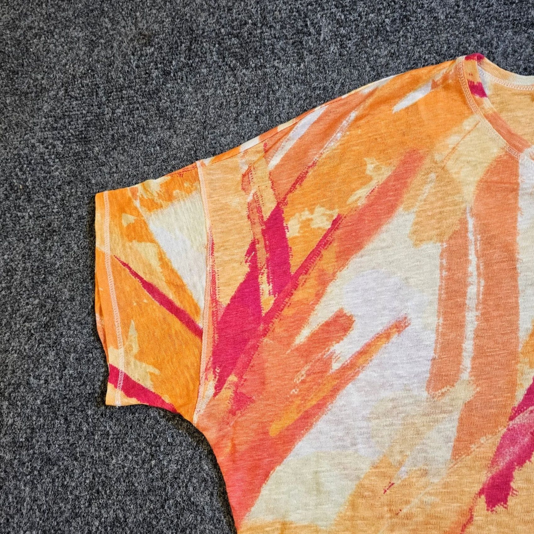 Vintage Chicos Top Shirt Women XL Orange Linen Knit Boxy Stretchy Casual Beachy Easy Care Silhouette Mens Womens Size XL / US 12-14 / IT 48-50 - 4 Thumbnail