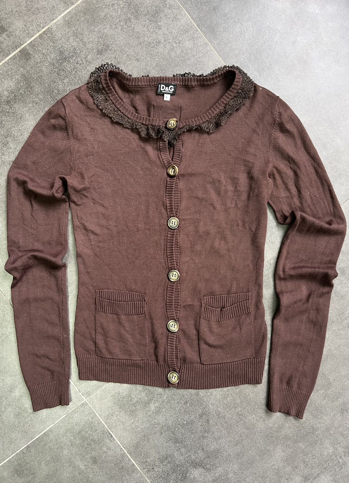 Dolce & Gabbana Coquette y2k Brown Button Up Knit Cardigan Size M / US 6-8 / IT 42-44 - 1 Thumbnail