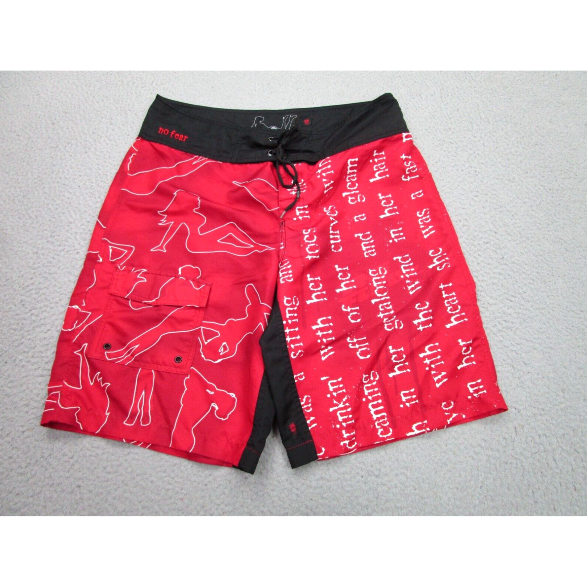 No Fear Red Black Pinup Girls All Over Mens 36 Board Shorts Trunks Swimsuits By NO FEAR Grailed