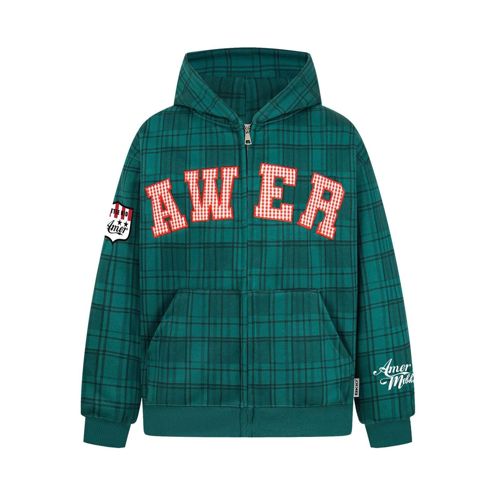 Japanese Brand Plaid Logo Hoodie - Cotton Pullover Size M / US 6-8 / IT 42-44 - 2 Thumbnail