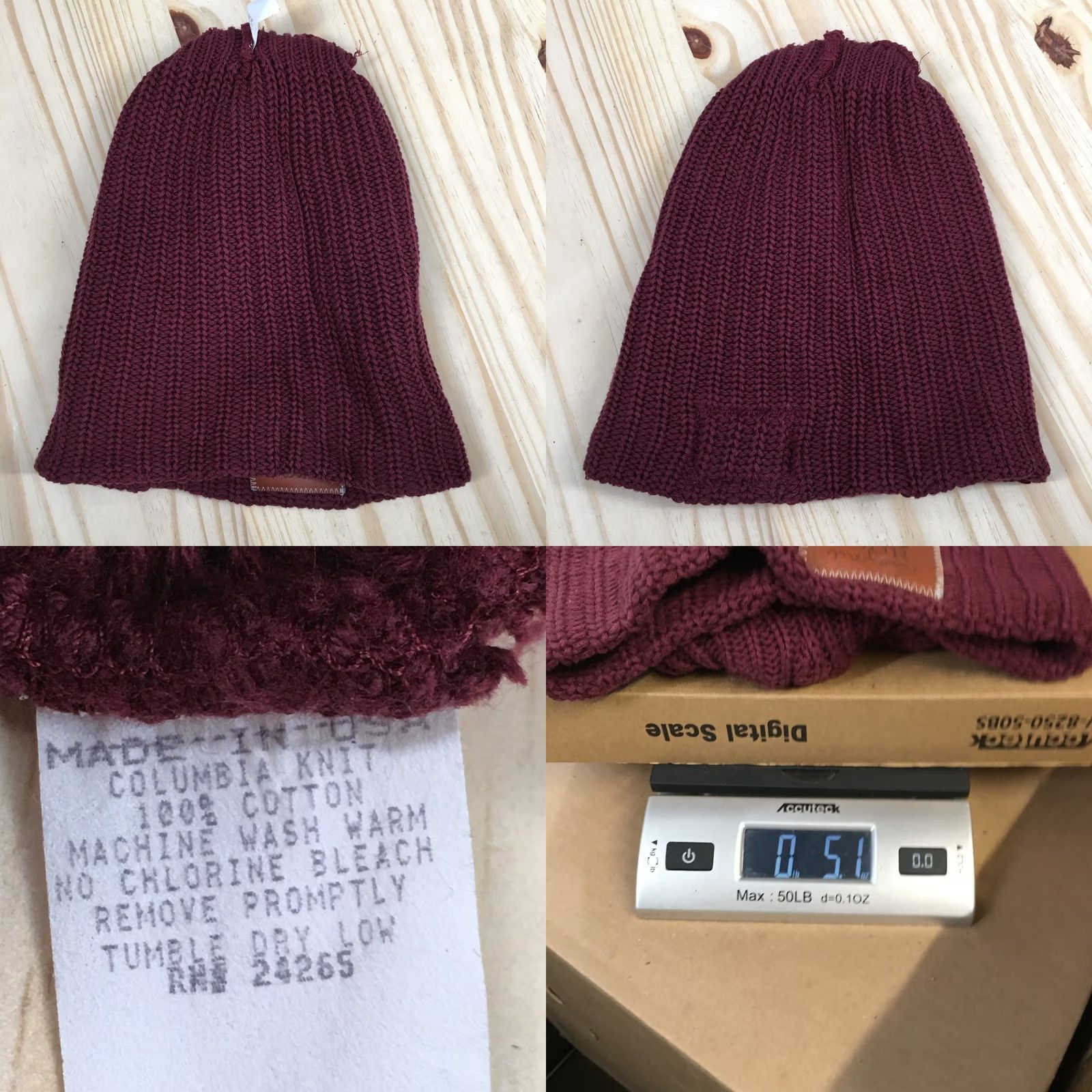 Vintage Love Your Melon Beanie Mens One Size Marroon Knitted Cuffed Winter Hat Cotton Size ONE SIZE - 8 Thumbnail