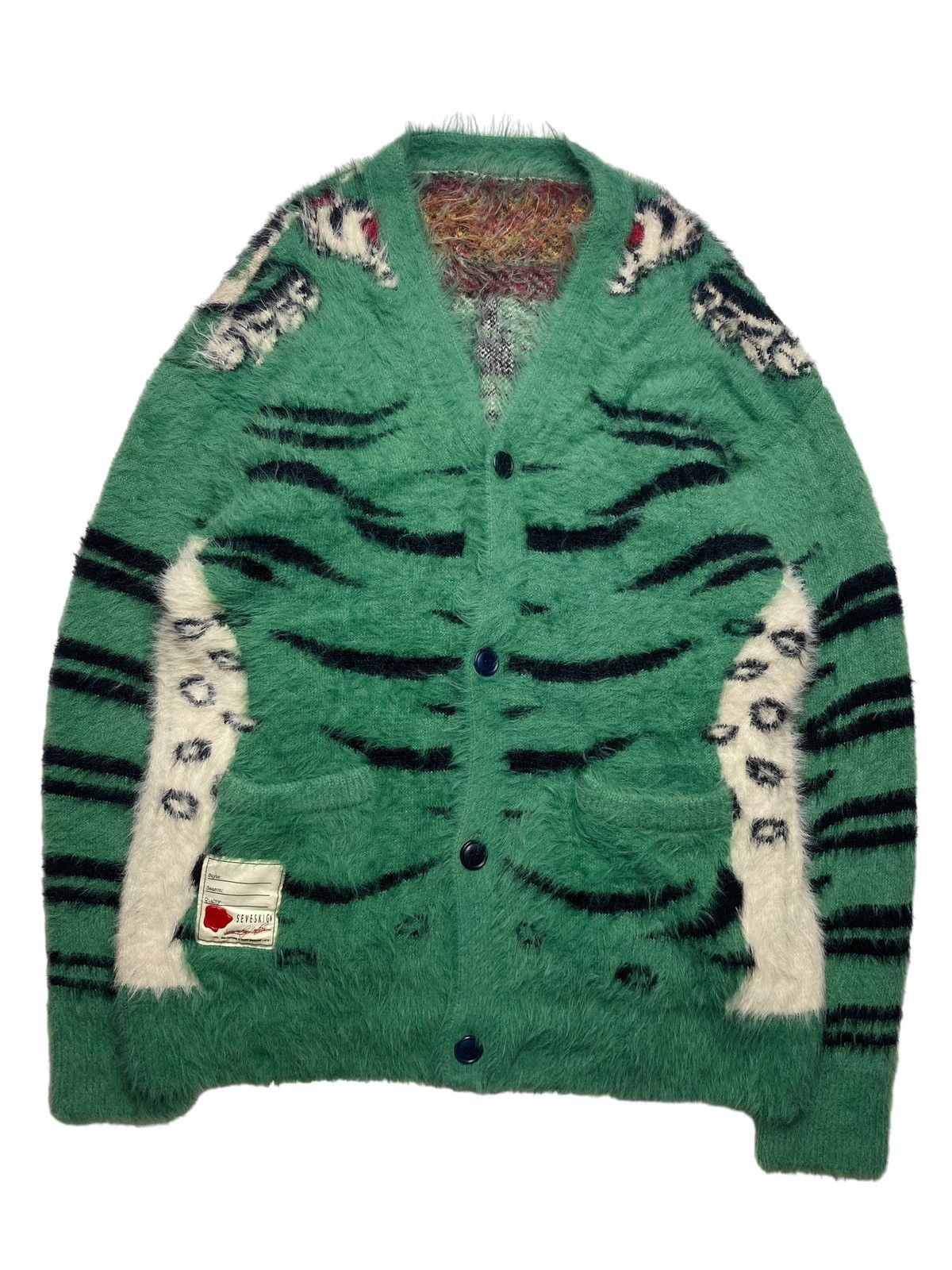 Japanese Brand Seveskig - Mohair Tiger Cardigan Sweater Size US L / EU 52-54 / 3 - 5 Thumbnail