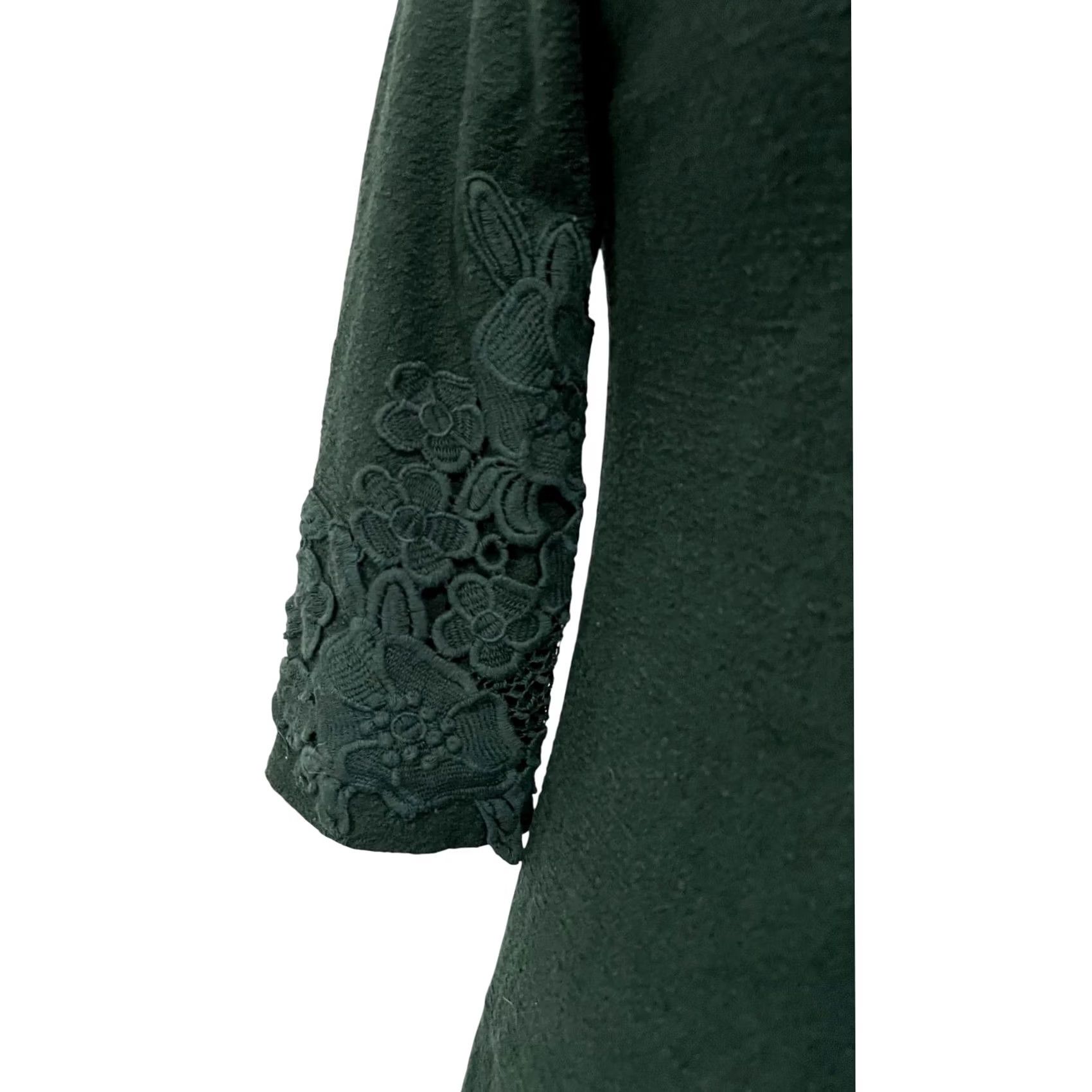 Vintage Maeve Anthropologie Sweater Dress Womens XS Green Lace Tierra Drop Waist Scoop Back KnEE Length 34" 3/4 Sleeve Vintage? Size XS / US 0-2 / IT 36-38 - 6 Thumbnail