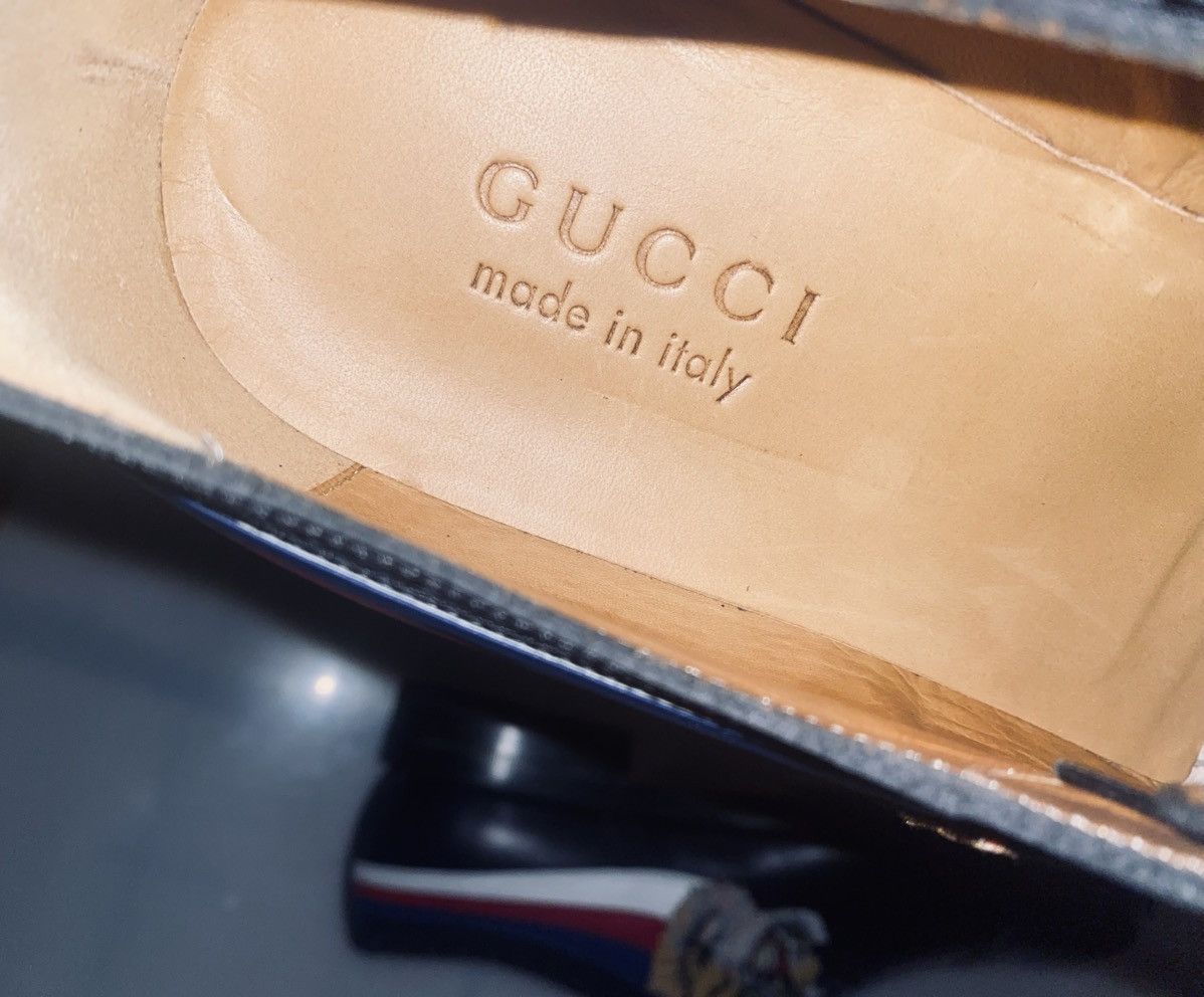Gucci GUCCI 🇮🇹 Nero Roaring Kitty Badge Side Broge Oxfords 9.5 NIB Size US 9.5 / EU 42-43 - 19 Thumbnail
