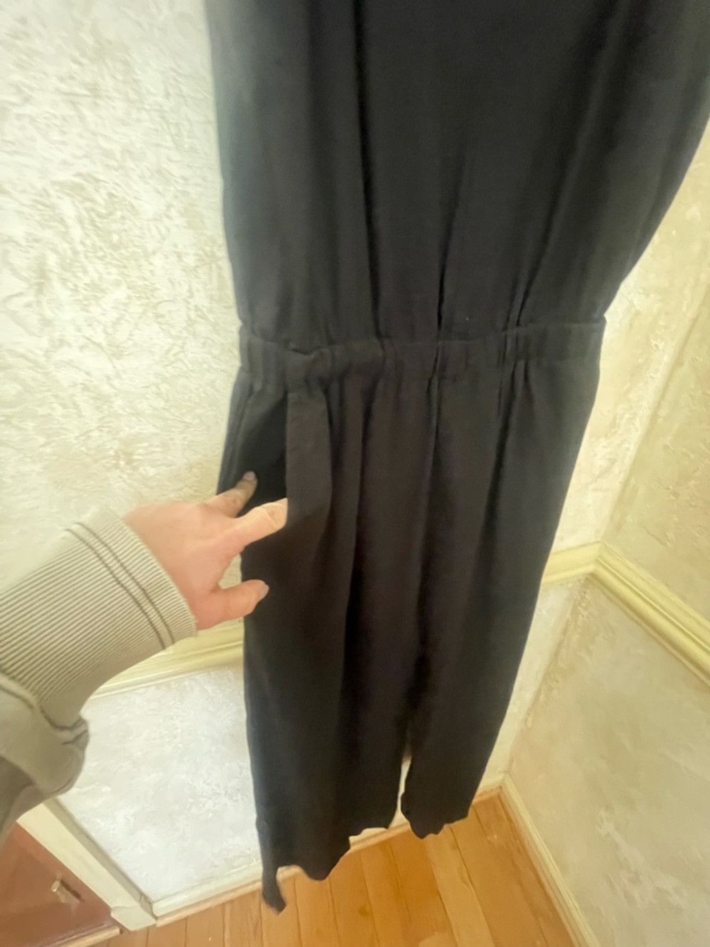 Other Heroes & Dreamers Black Linen Tie Shoulder Jumpsuit L Wide Size 33" - 6 Thumbnail
